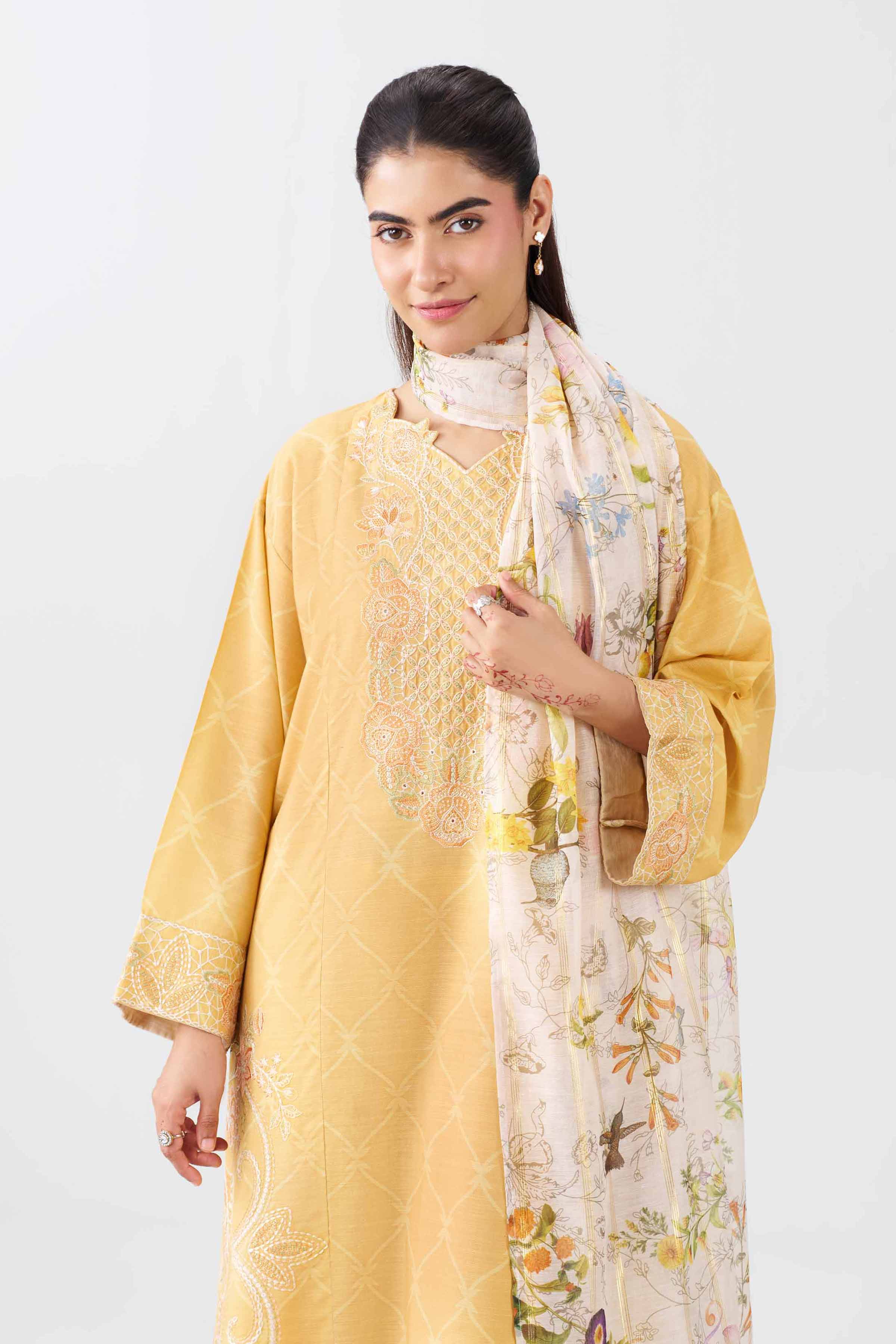 3 Piece - Printed Embroidered Suit - PE26-522