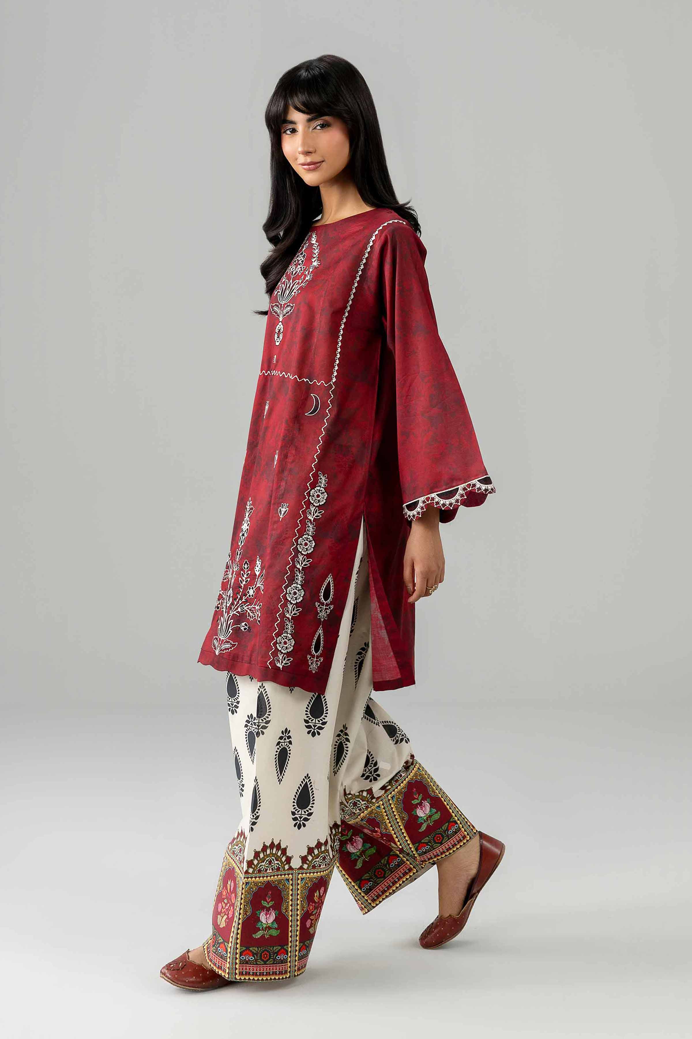 2 Piece - Printed Embroidered Suit - PE26-585