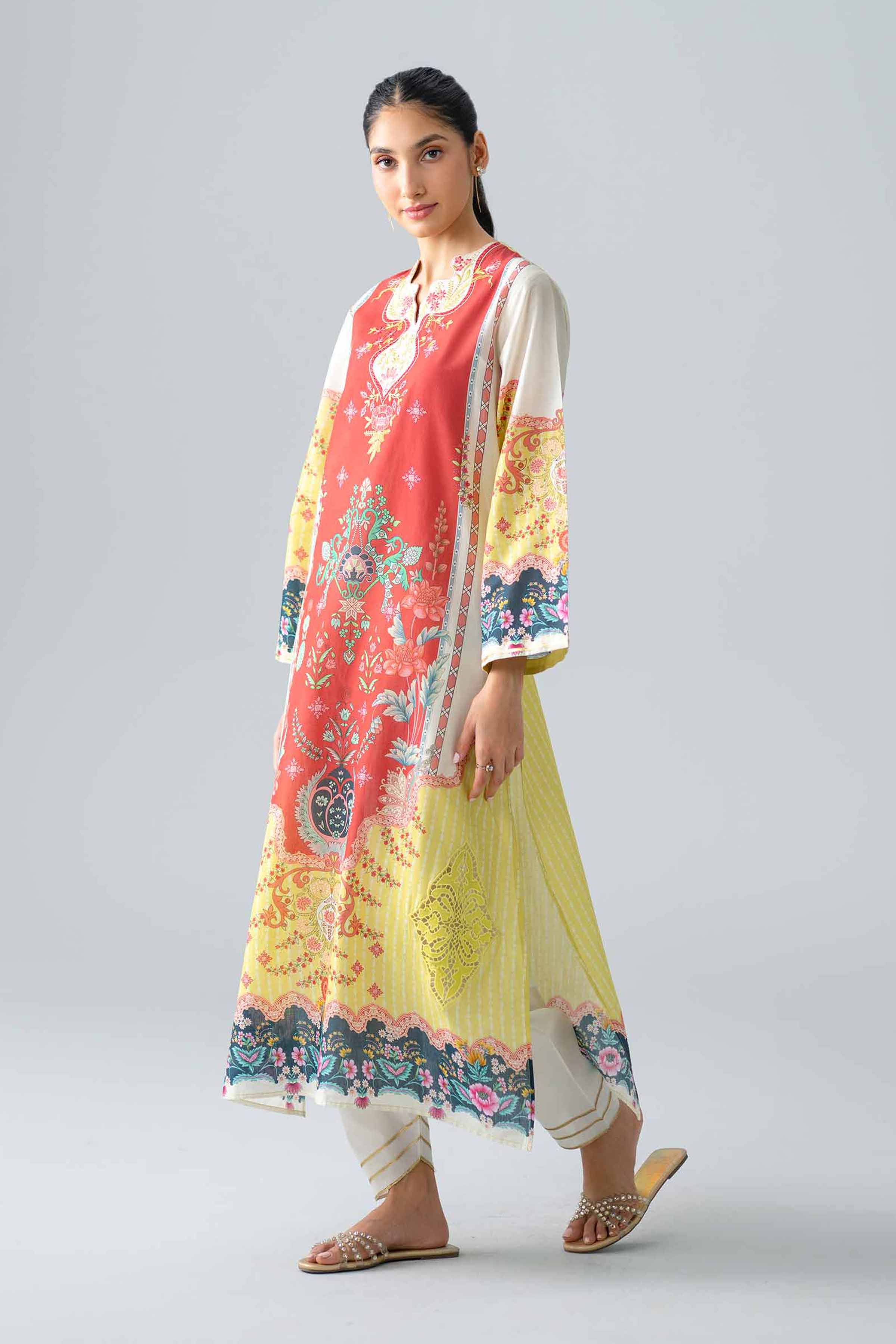 2 Piece - Printed Embroidered Suit - PE26-589