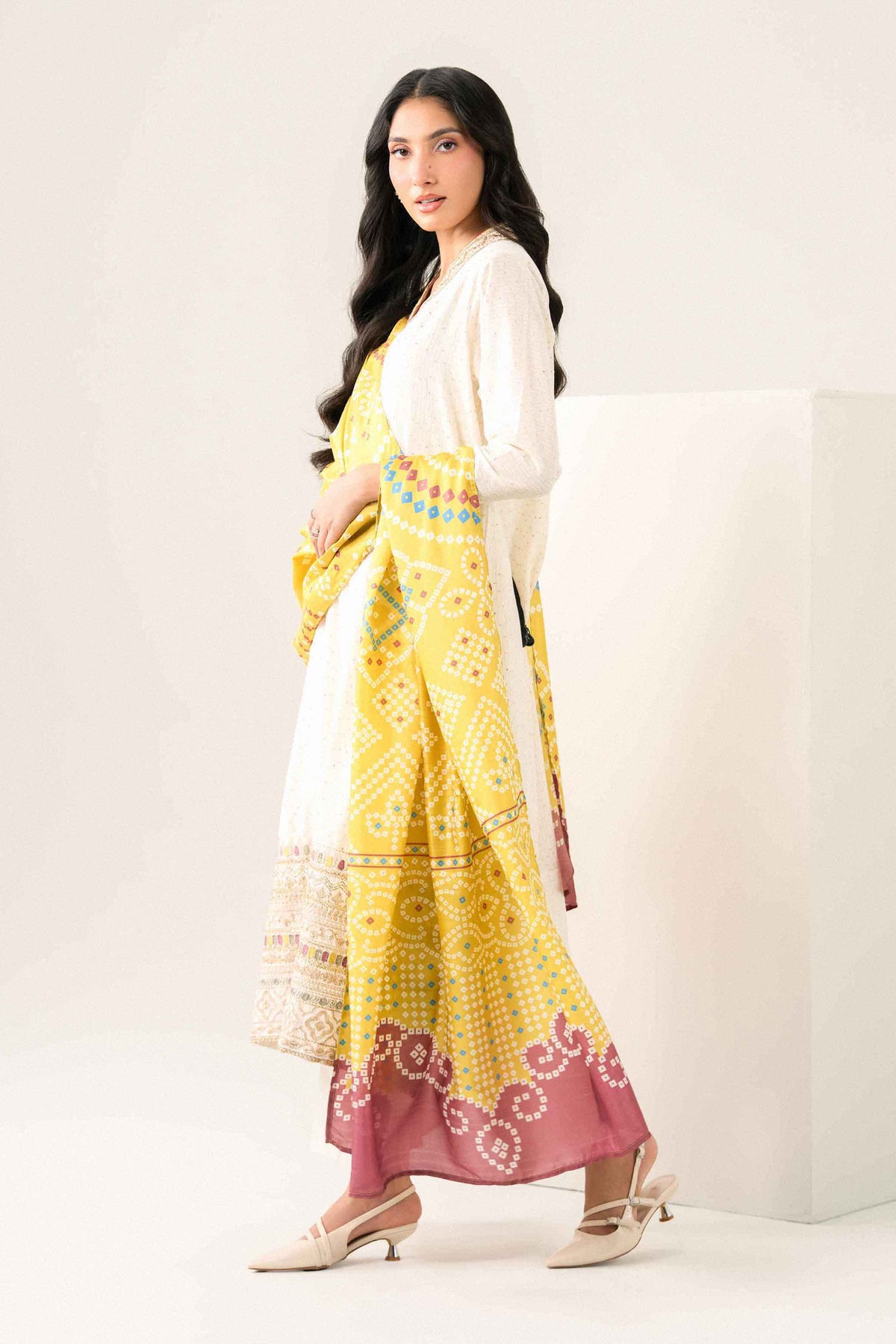 3 PIECE - Printed EMBROIDERED SUIT - PFE26-48