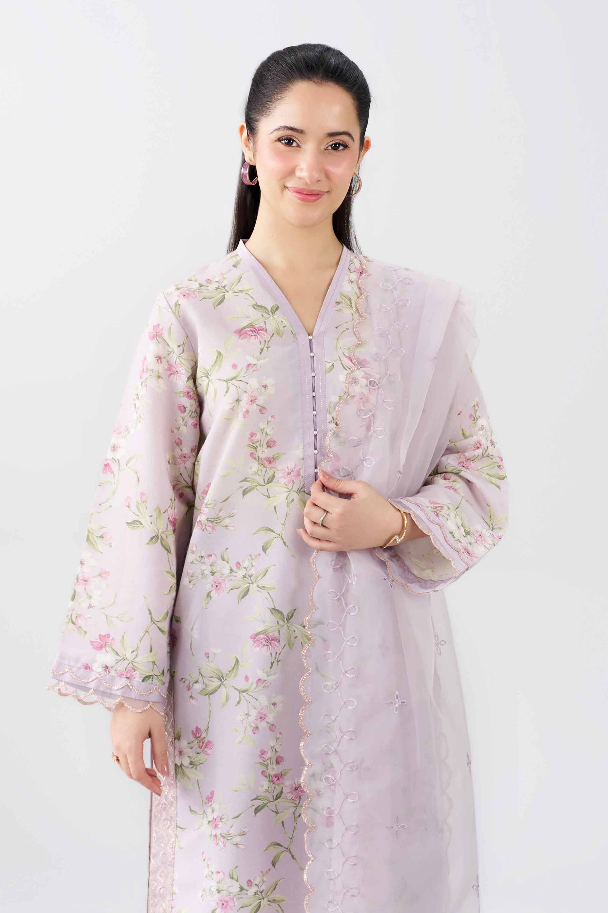 3 Piece - Printed Embroidered Suit - PFE26-61