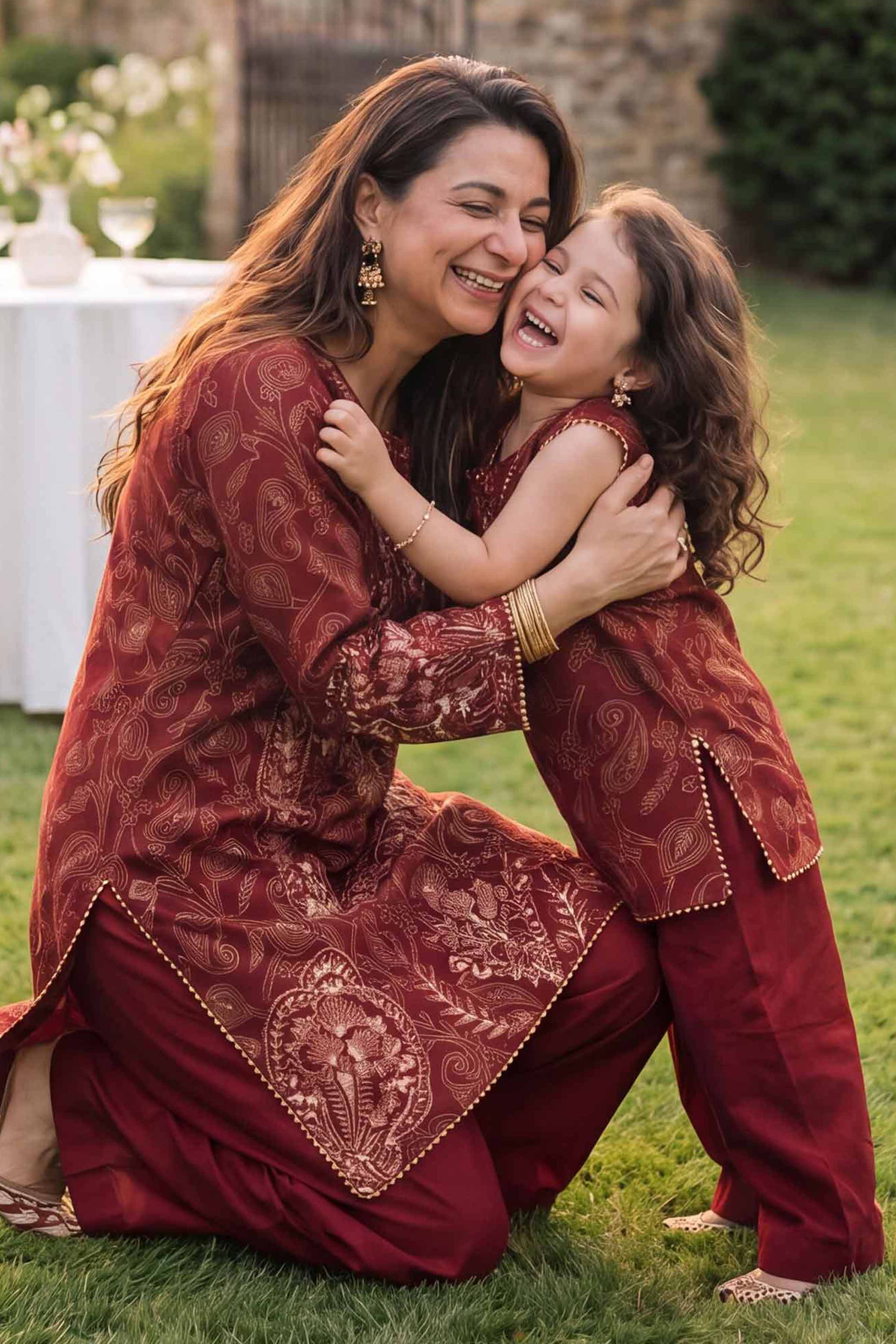 2 Piece - Printed Embroidered Suit - PMD26-01 D