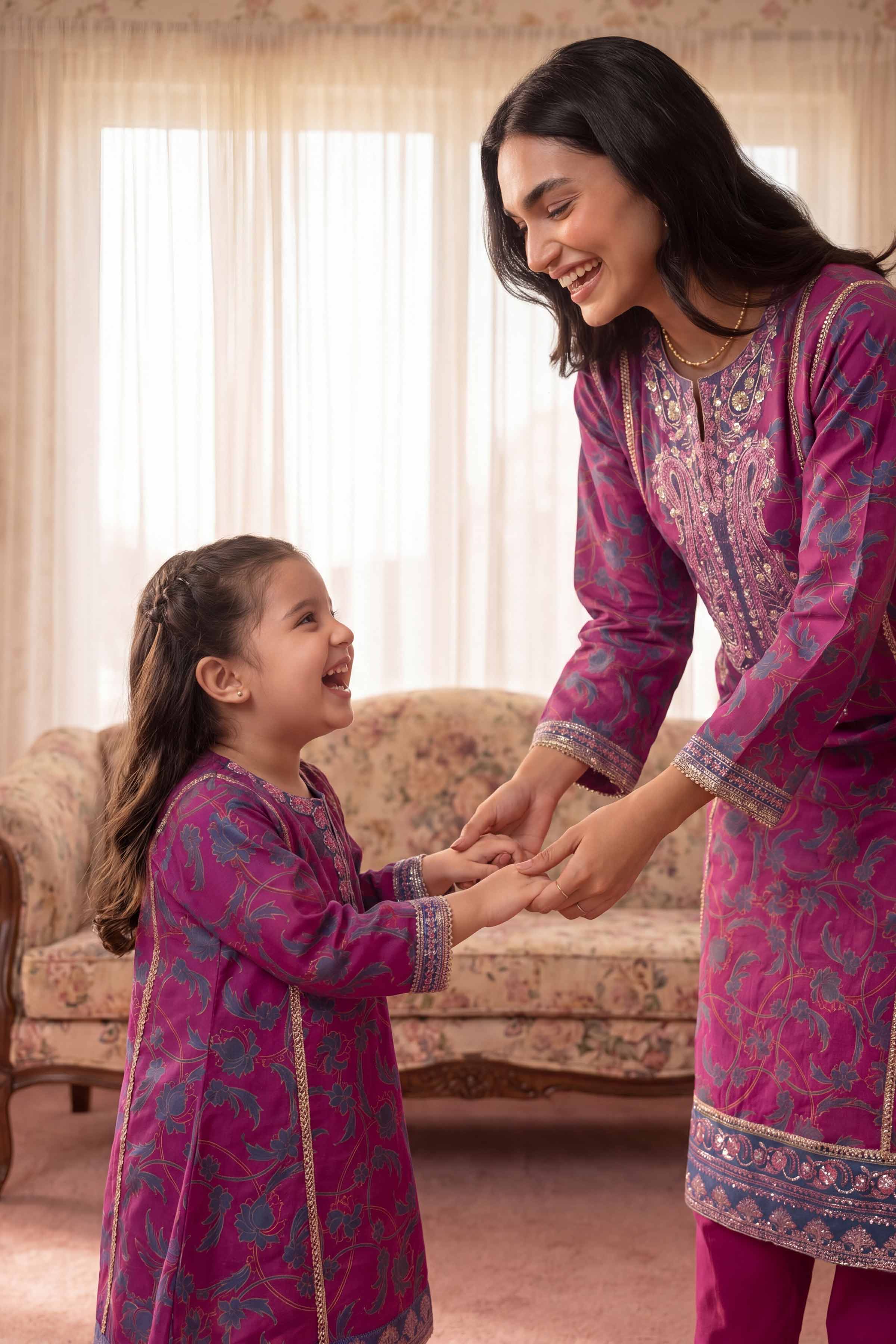 2 Piece - Printed Embroidered Suit - PMD26-02 M