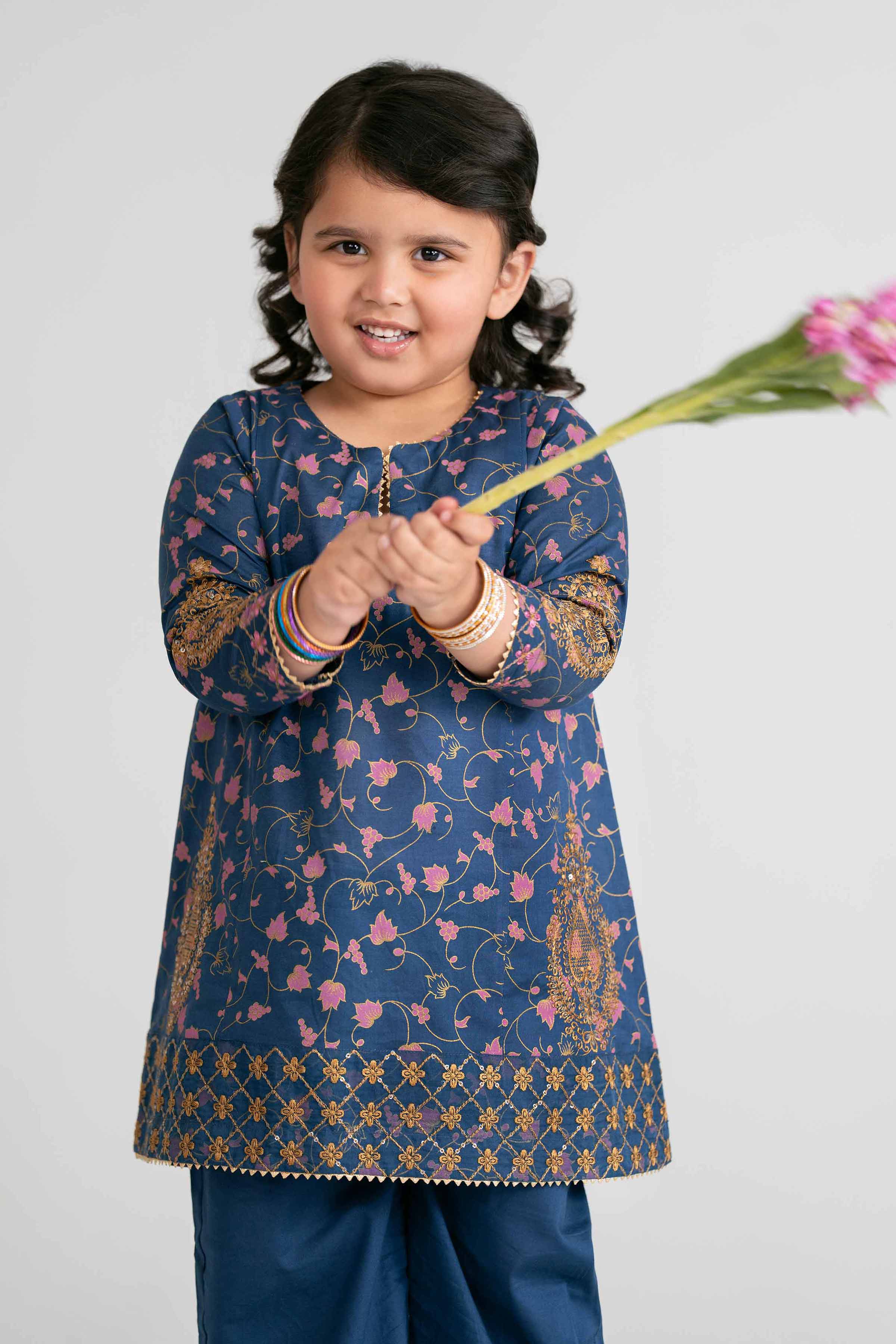 2 Piece - Printed Embroidered Suit - PMD26-04 D