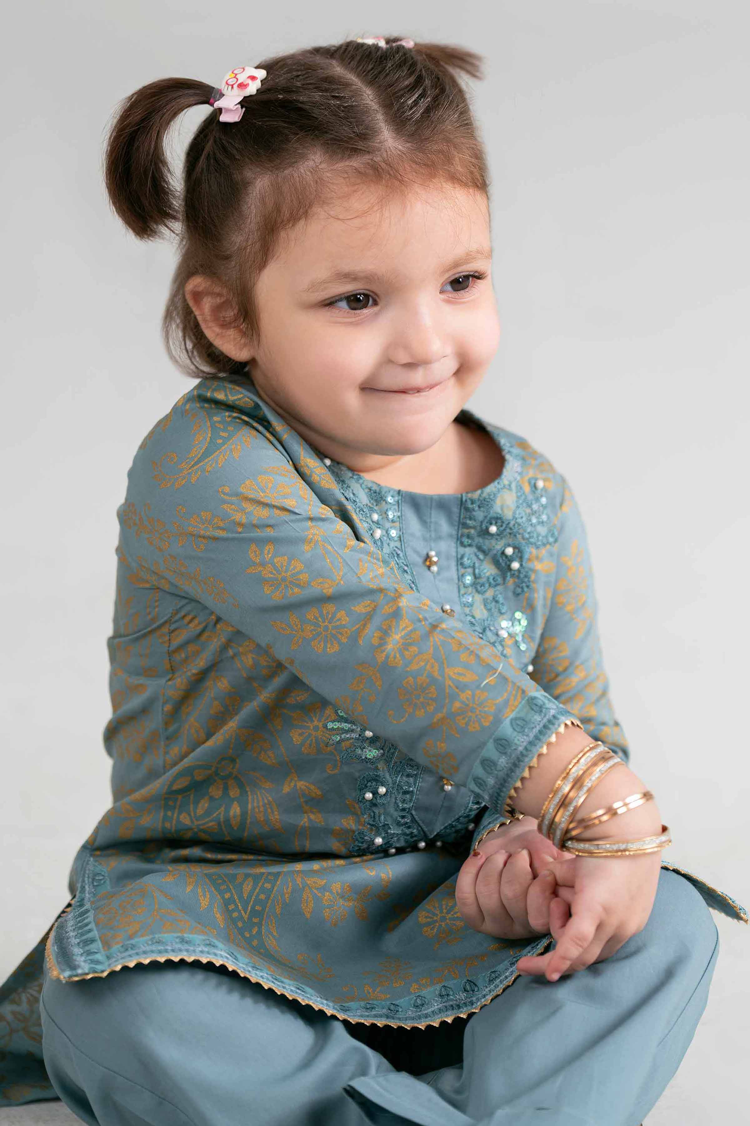 2 Piece - Printed Embroidered Suit - PMD26-05 D