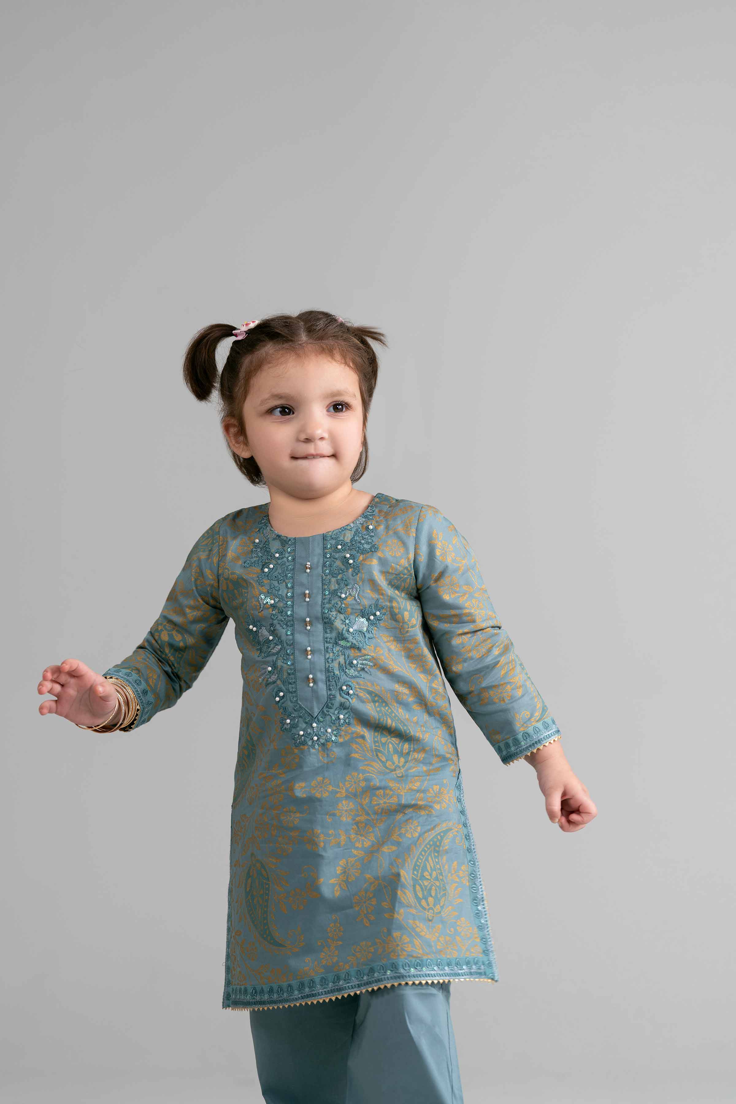 2 Piece - Printed Embroidered Suit - PMD26-05 D