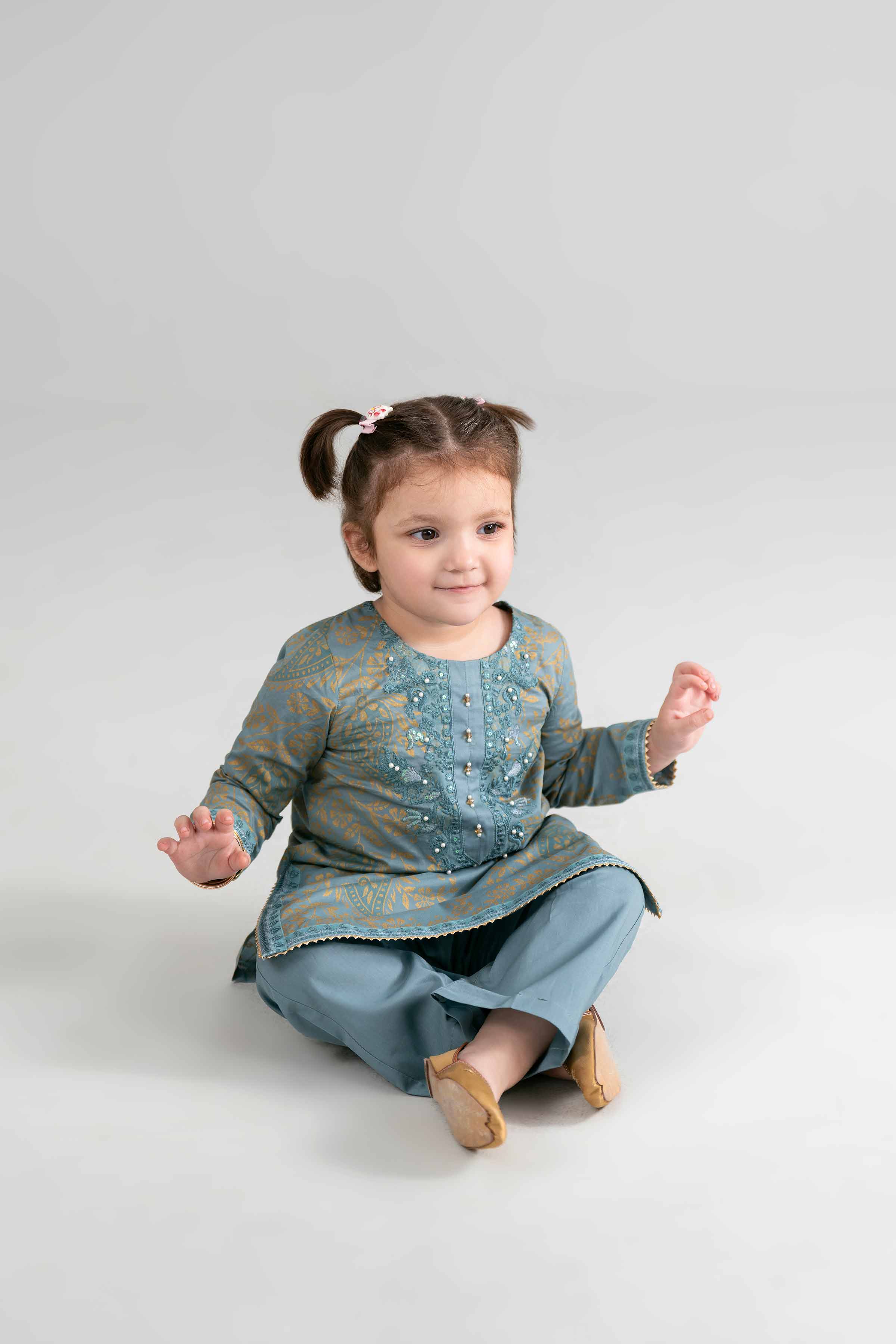2 Piece - Printed Embroidered Suit - PMD26-05 D