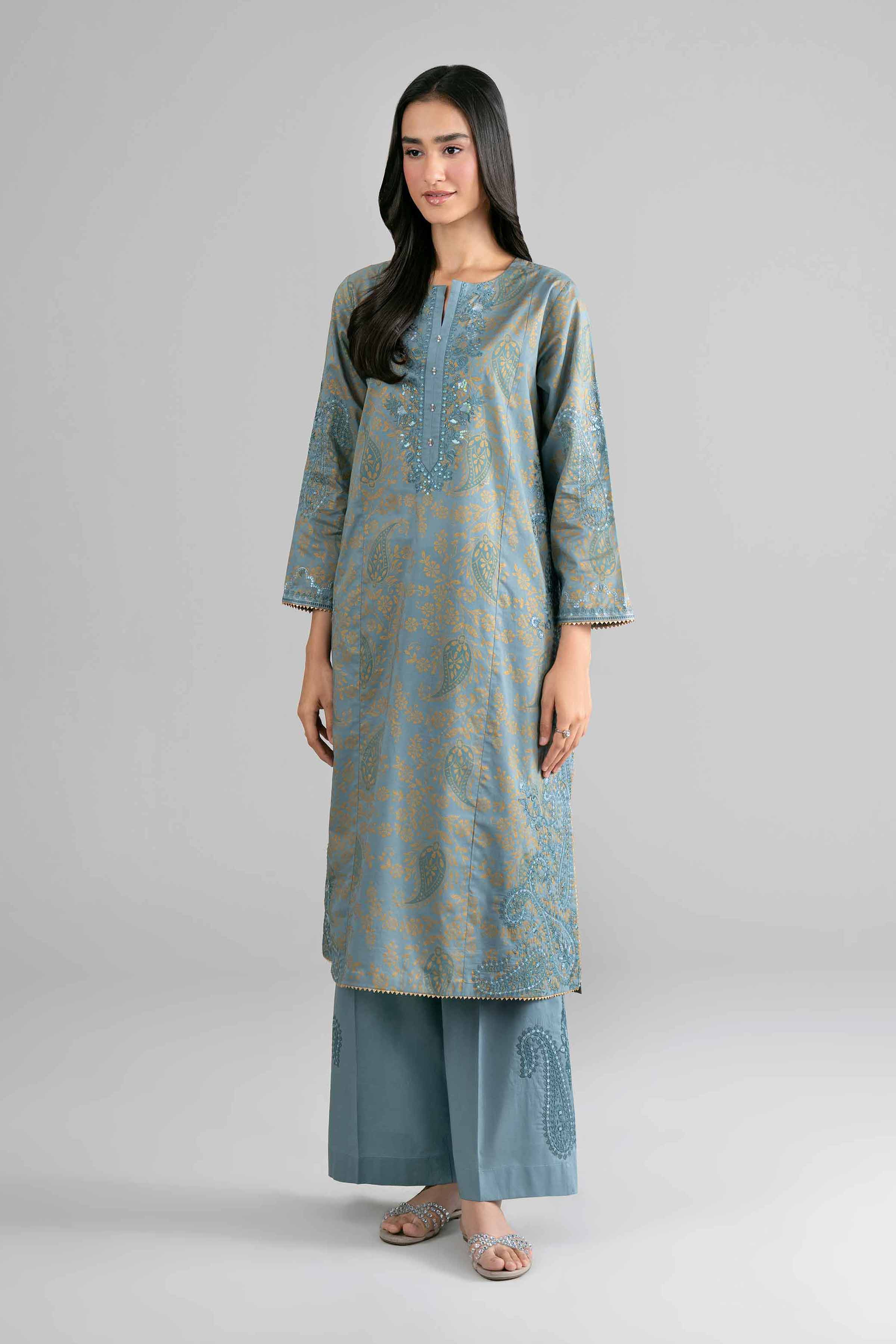 2 Piece - Printed Embroidered Suit - PMD26-05 M
