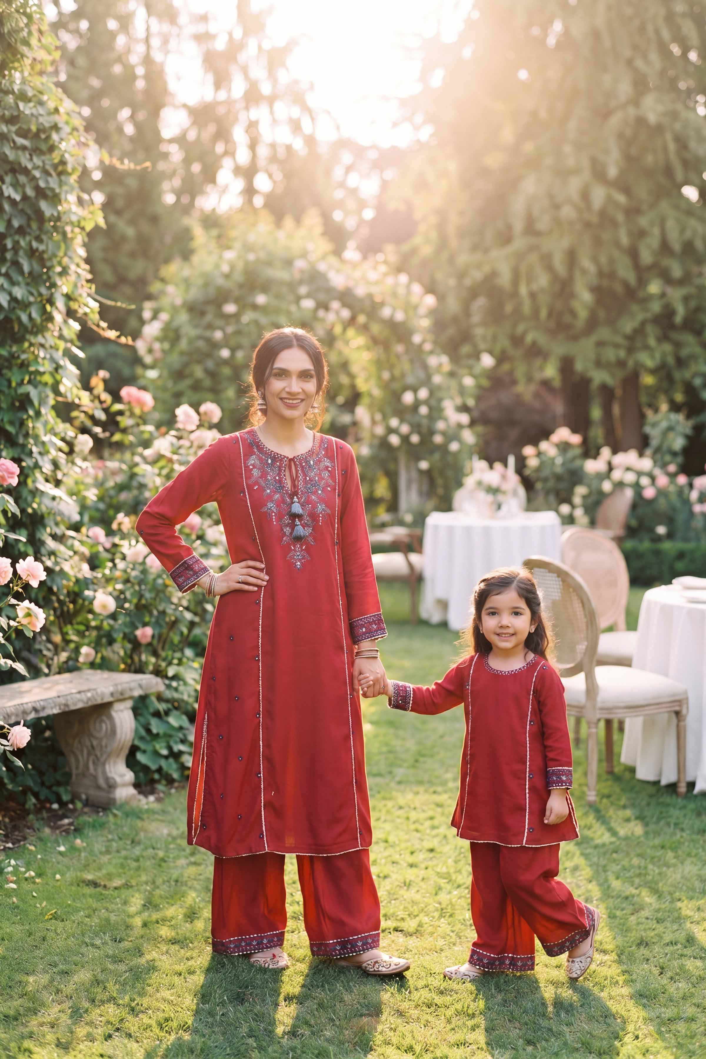 2 Piece - Embroidered Suit - PMD26-12 M