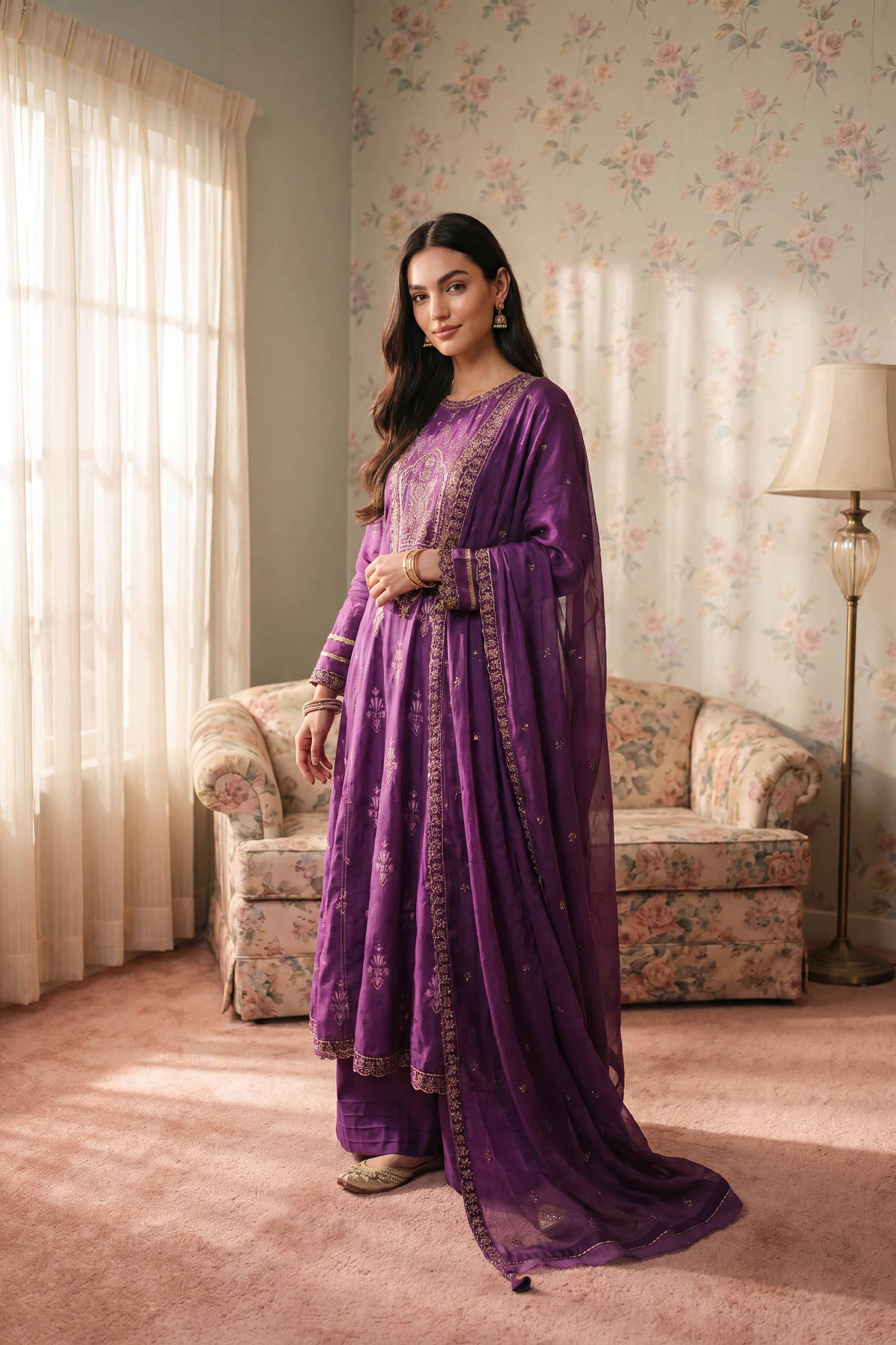 3 Piece - Embroidered Suit - PMD26-39 D