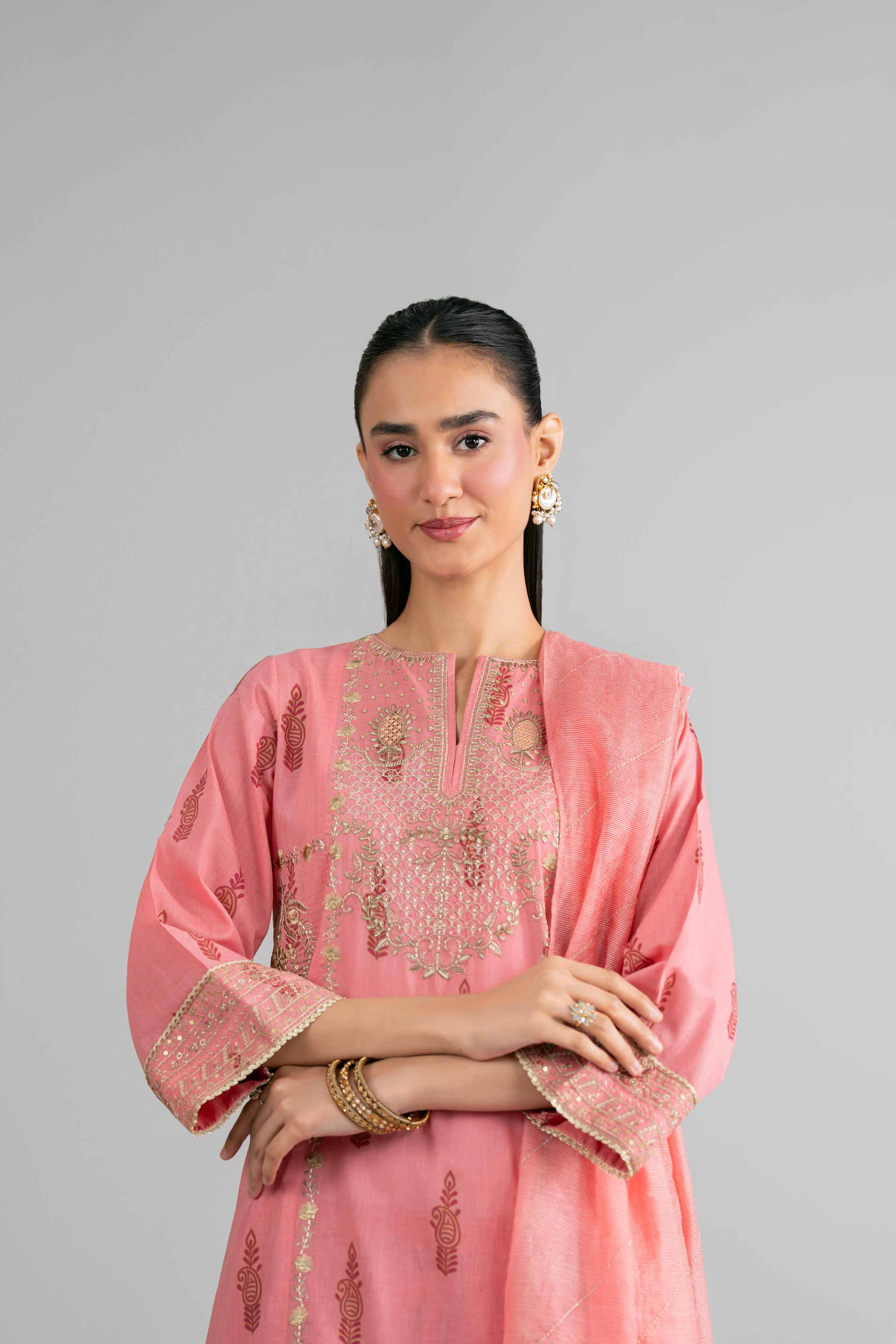 3 Piece - Printed Embroidered Suit - PMD26-42 M