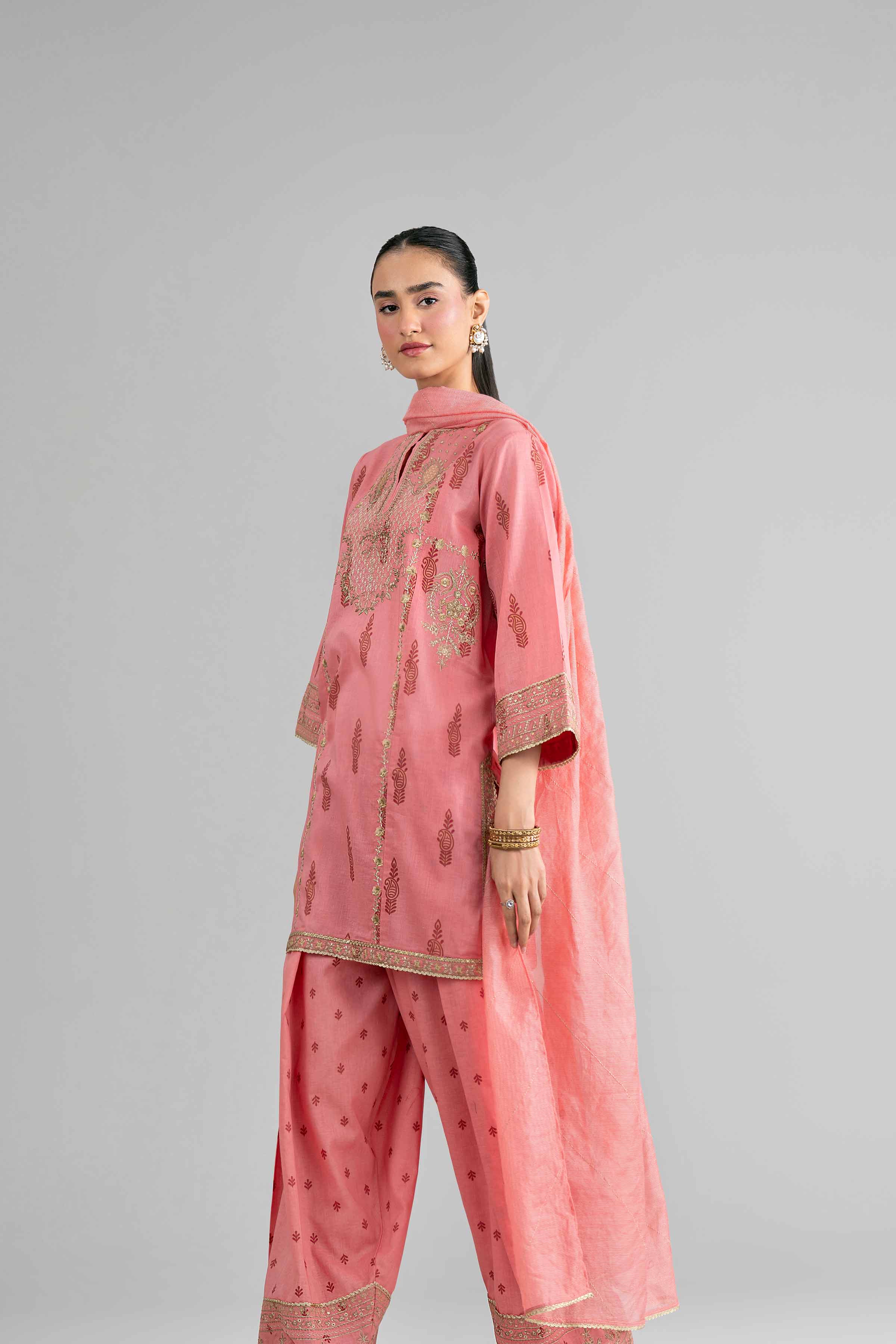 3 Piece - Printed Embroidered Suit - PMD26-42 M