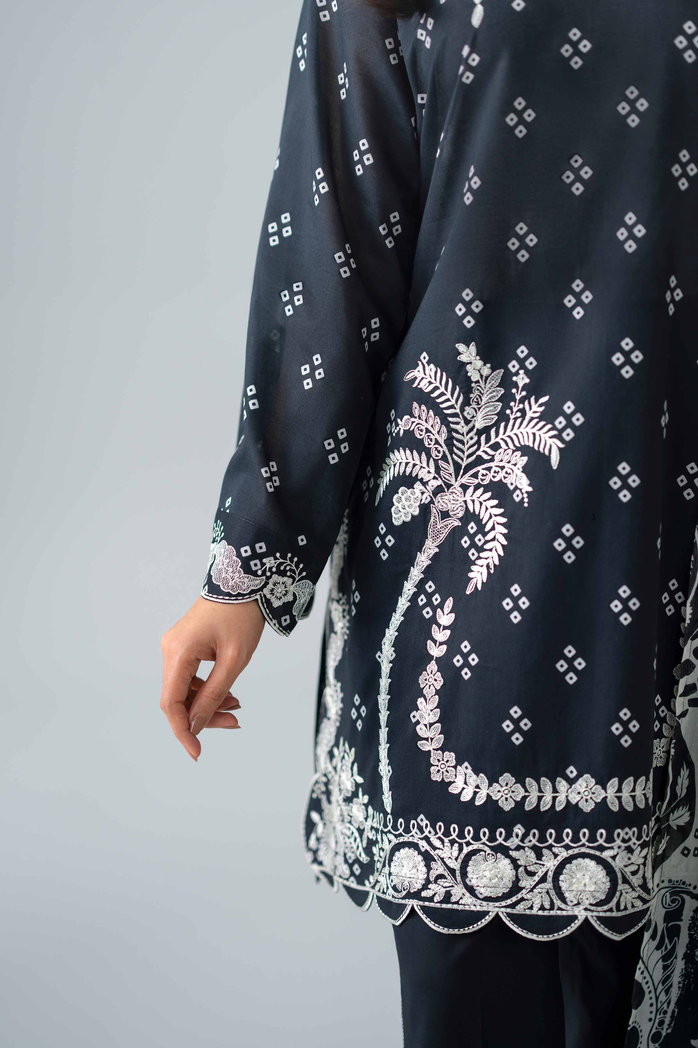 3 Piece - Printed Embroidered Suit - PMS26-06