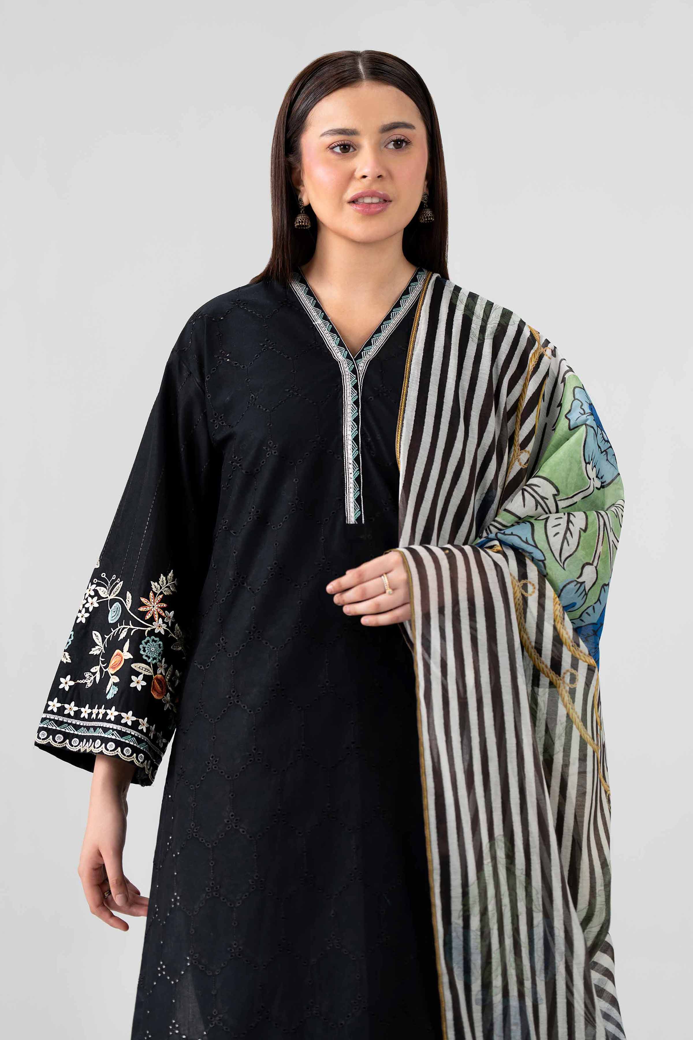 3 Piece - Printed Embroidered Suit - PS26-114