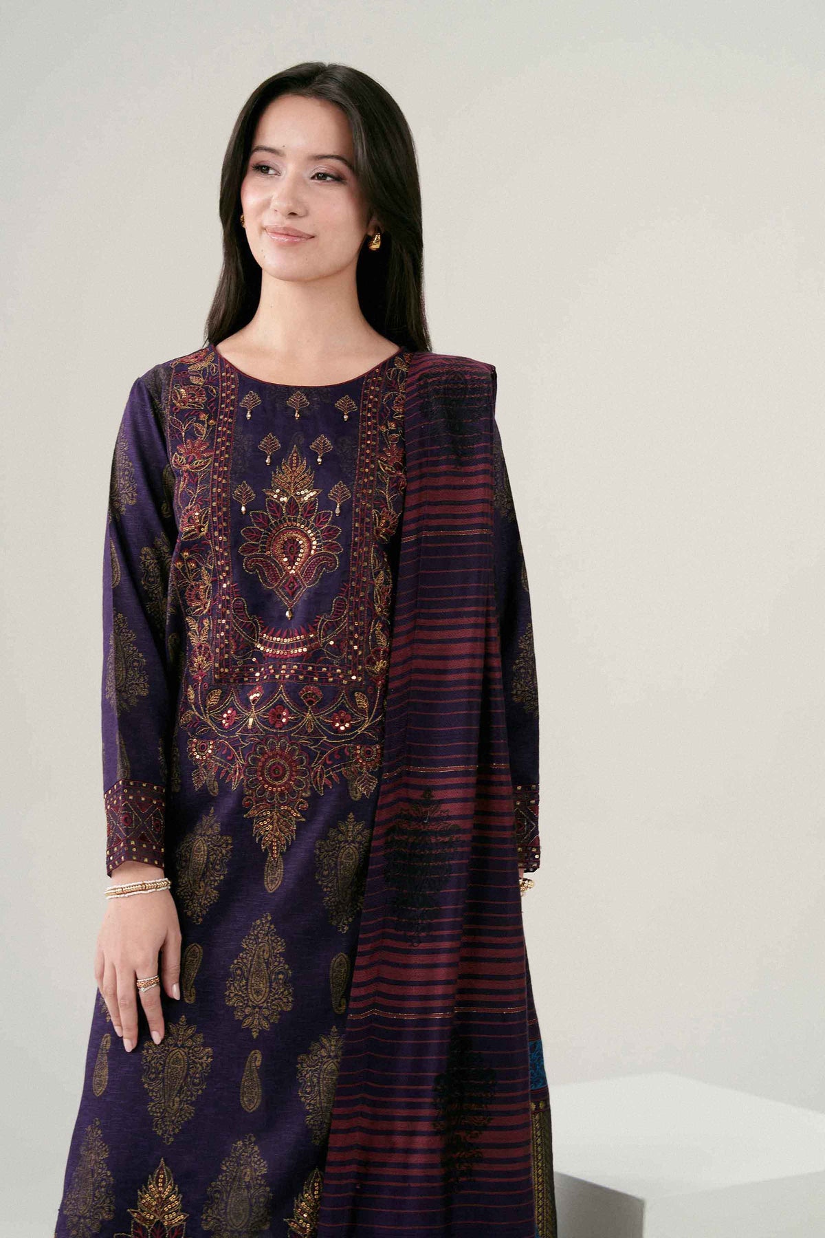 3 PIECE - EMBROIDERED SUIT - PW25-177