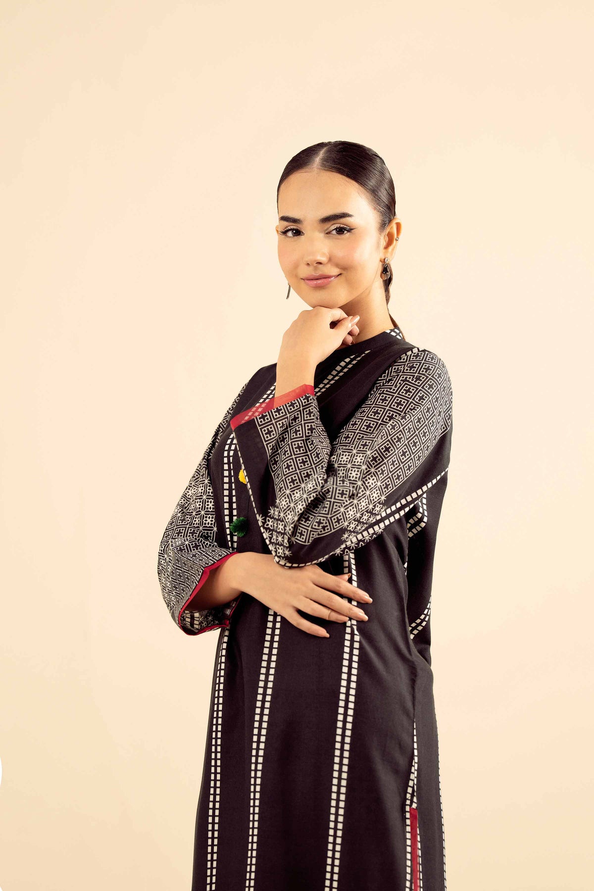 2 Piece - Printed Embroidered Suit - PW25-209