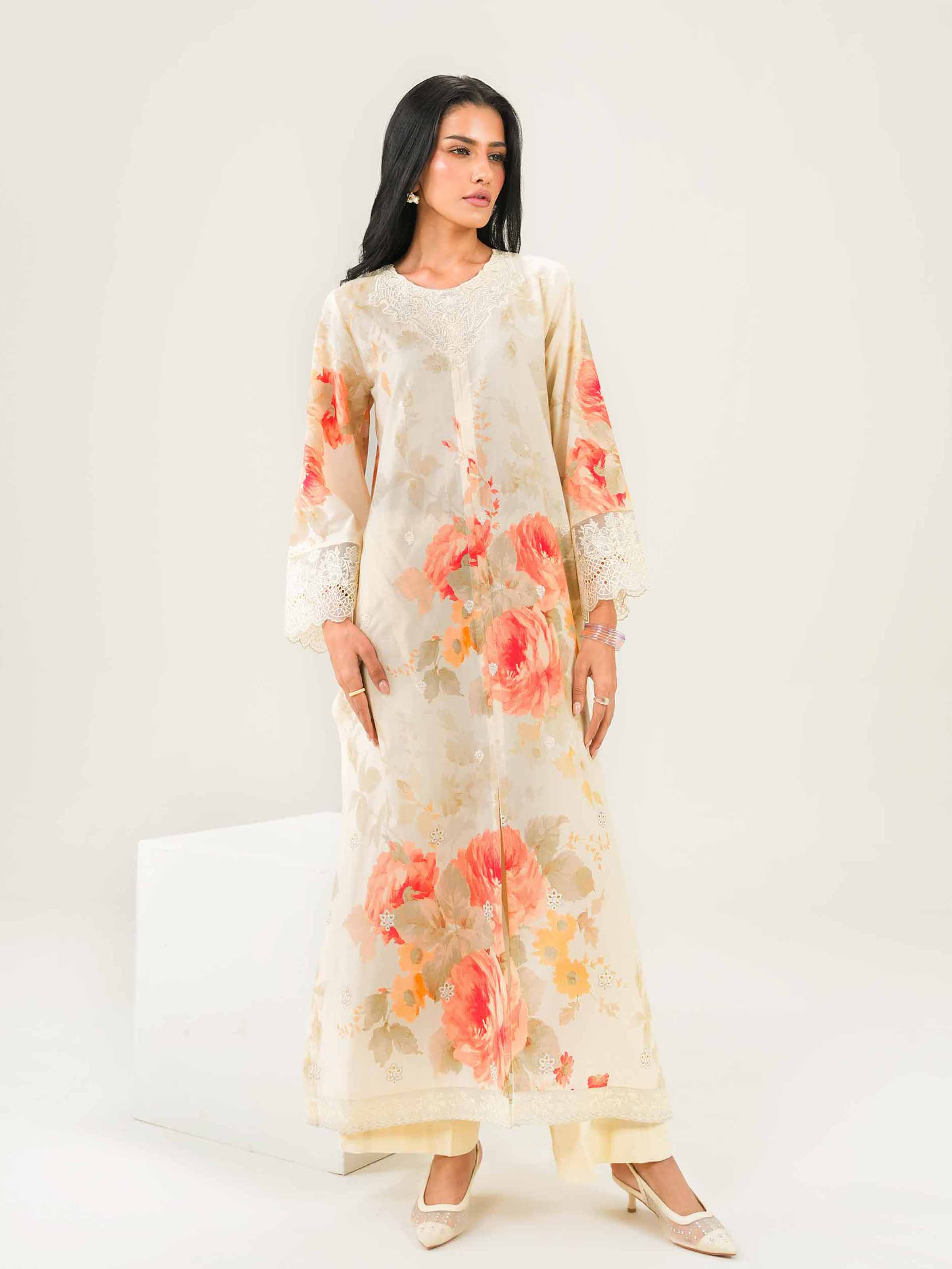 2 Piece - Printed Embroidered Suit - PW25-260