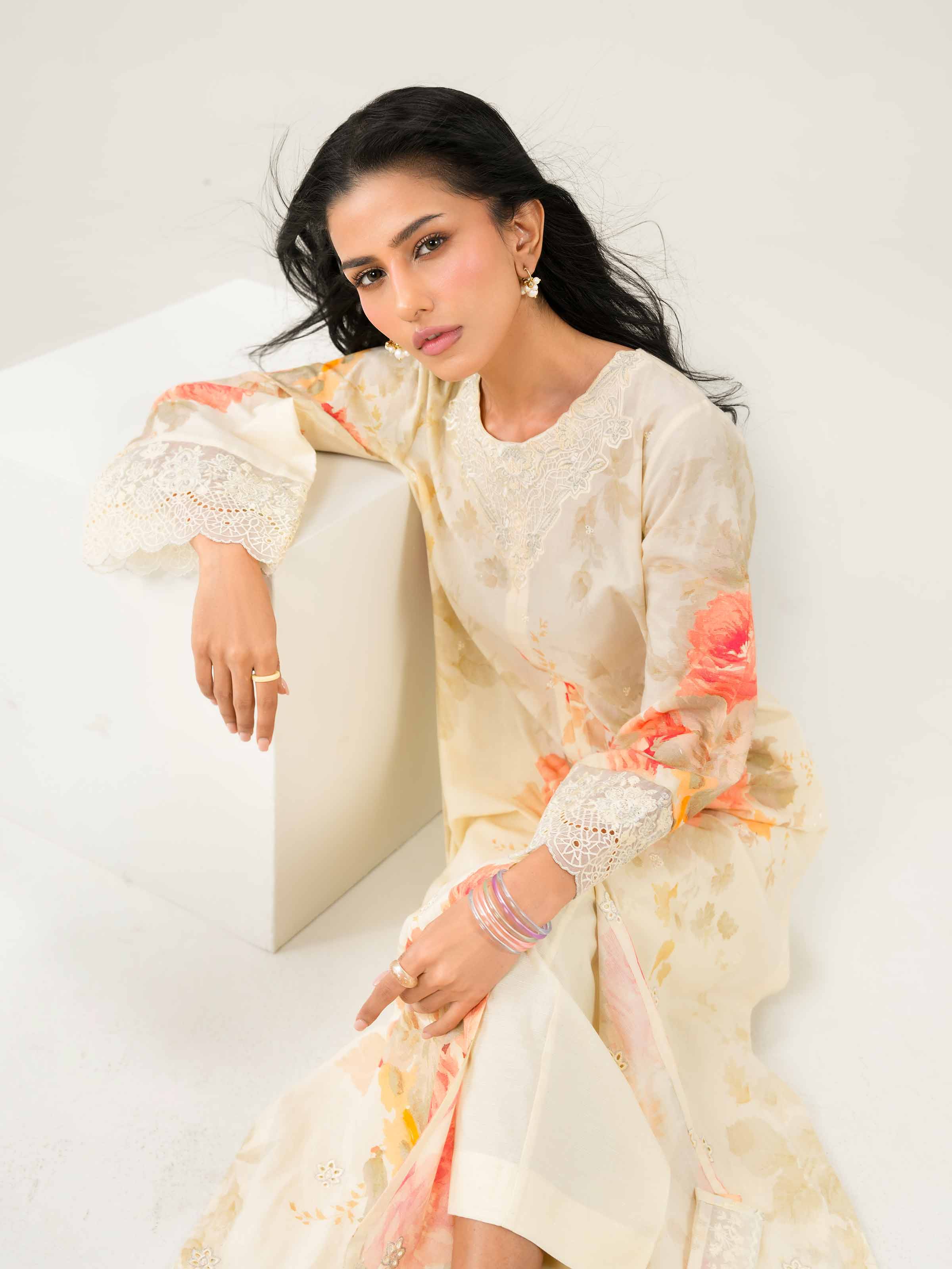 2 Piece - Printed Embroidered Suit - PW25-260