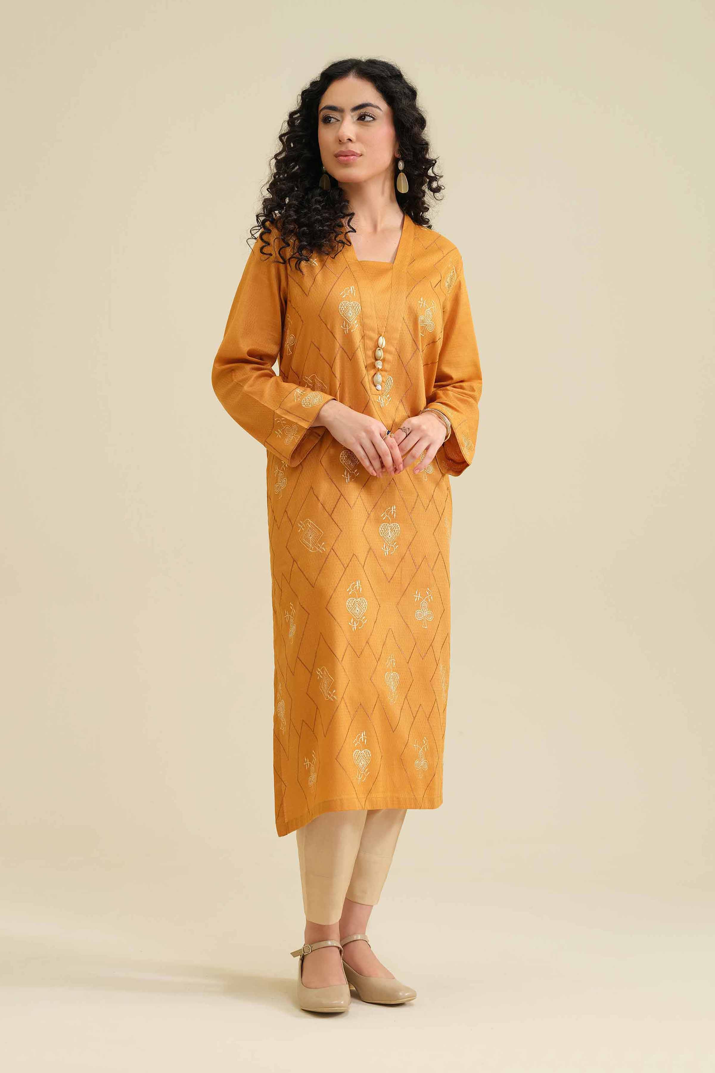 Printed Embroidered Shirt - PW25-37 for Women - Pret Collection | Nishat | Shop Online