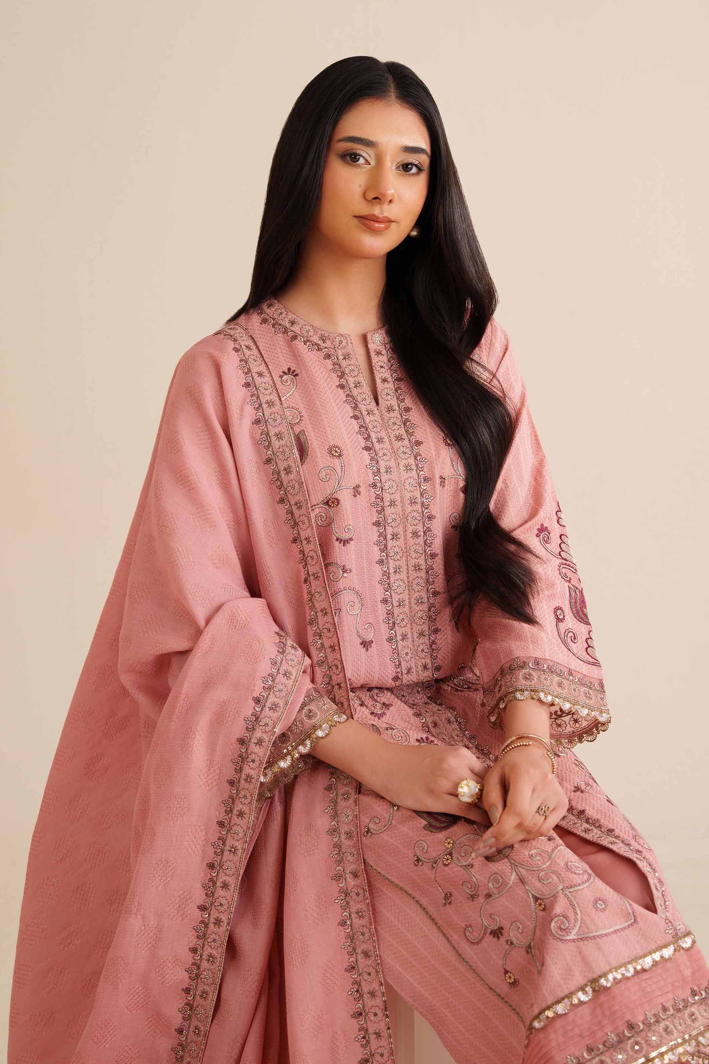 3 Piece - Embroidered Suit - PW25-405 for Women - Pret Collection | Nishat | Shop Online