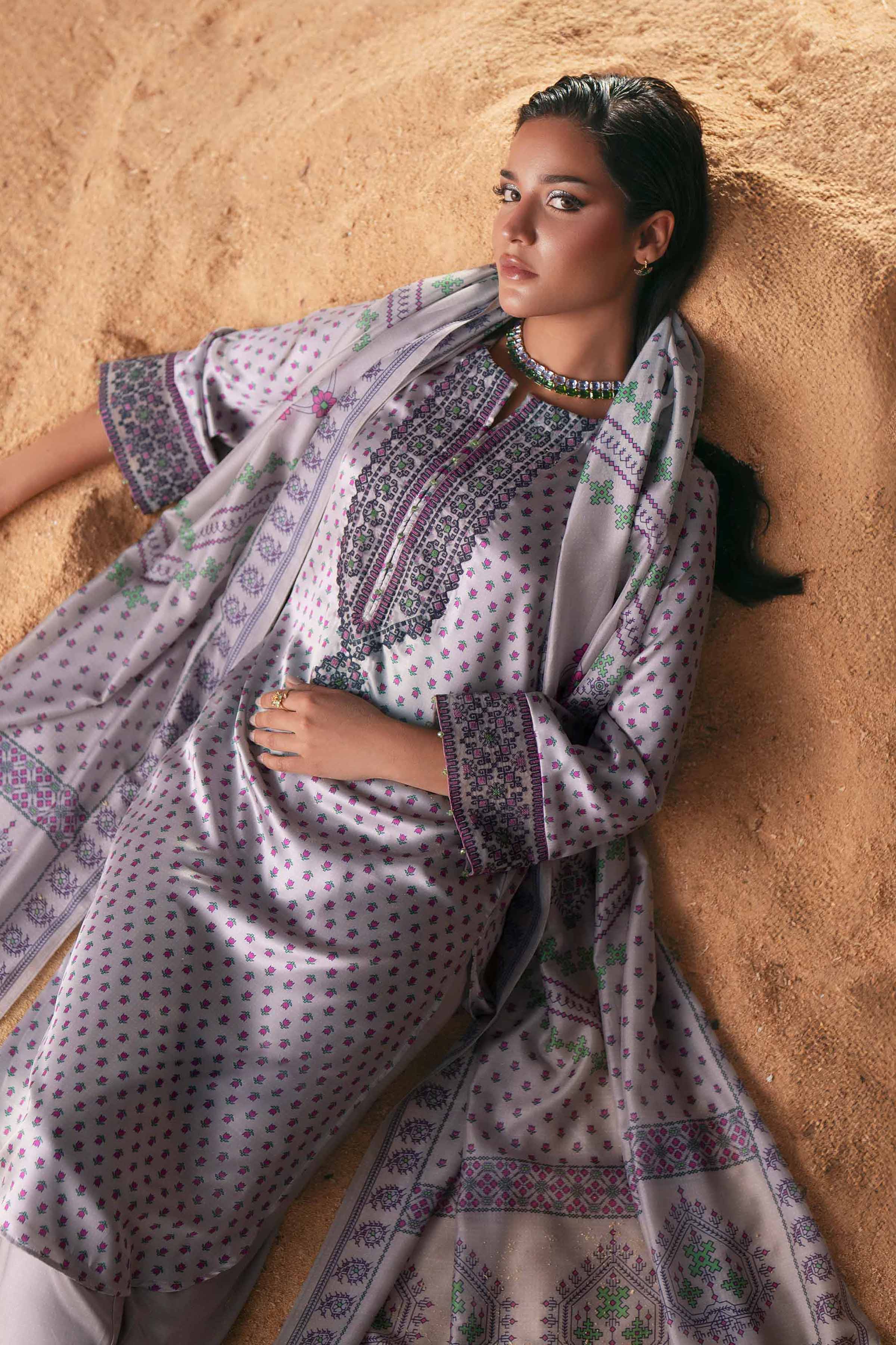 3 Piece - Printed Embroidered Suit - PW25-409Shop