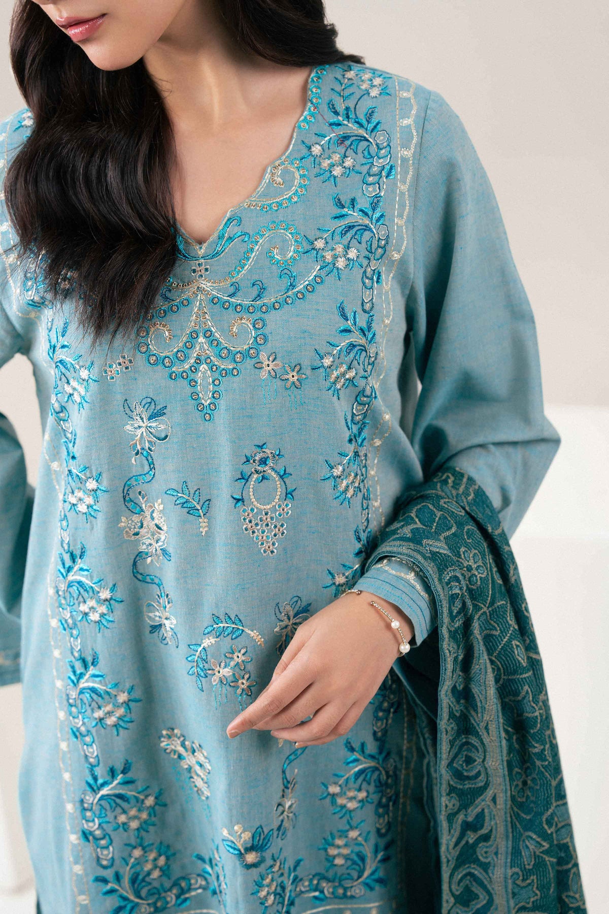 3 Piece - Embroidered Suit - PW25-482