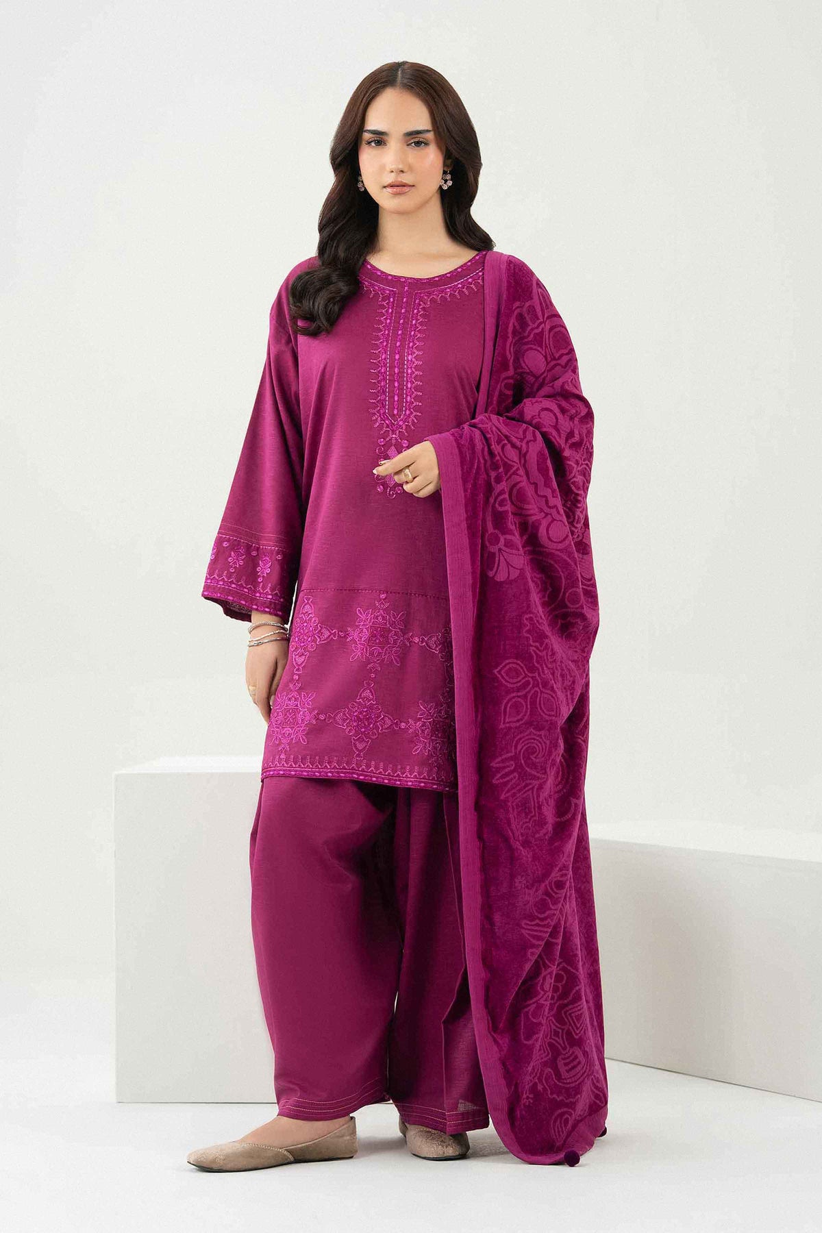 3 Piece - Embroidered Suit - PW25-485 for Women - Pret Collection | Nishat | Shop Online