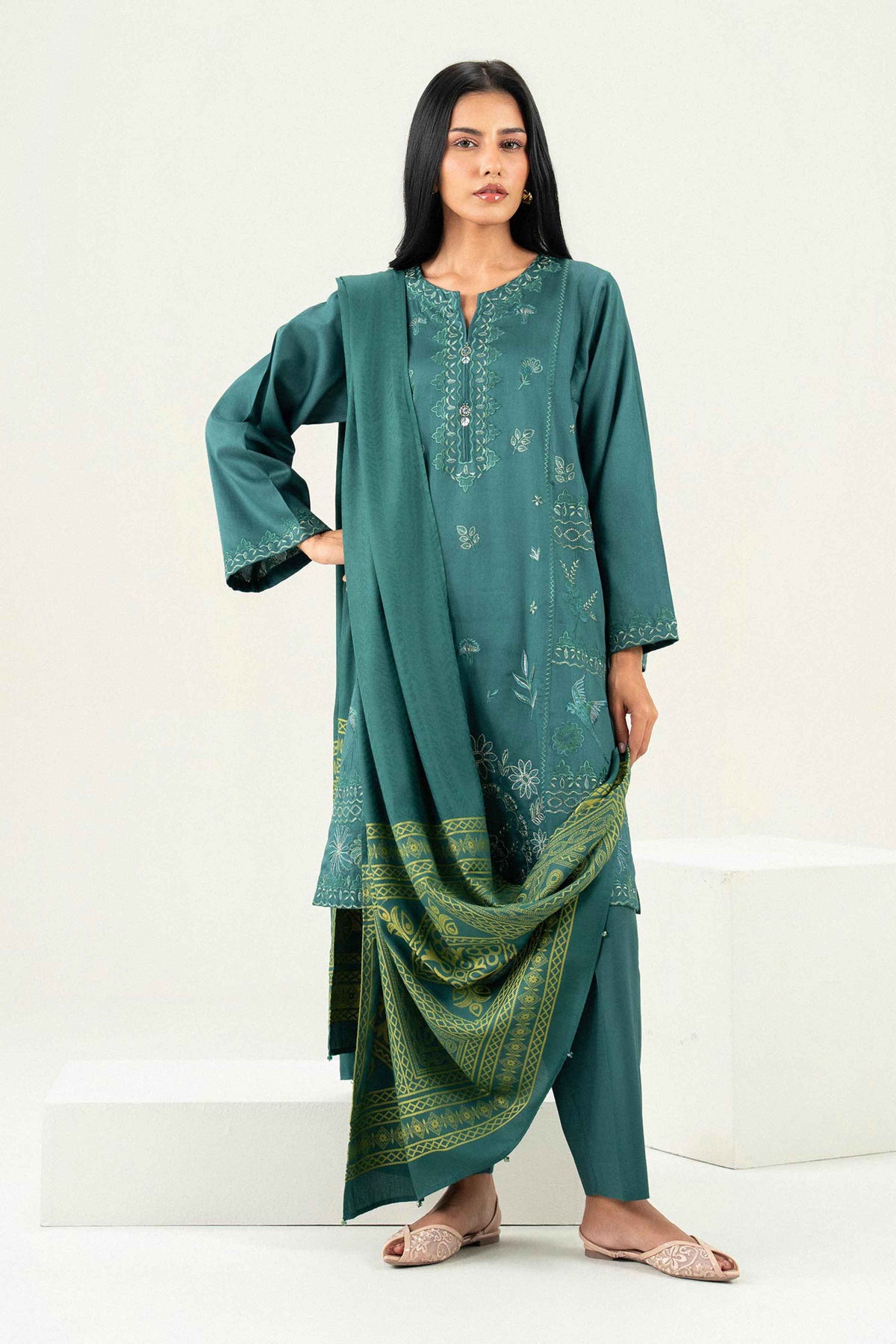 3 Piece - Embroidered Suit - PW25-497 for Women - Pret Collection | Nishat | Shop Online