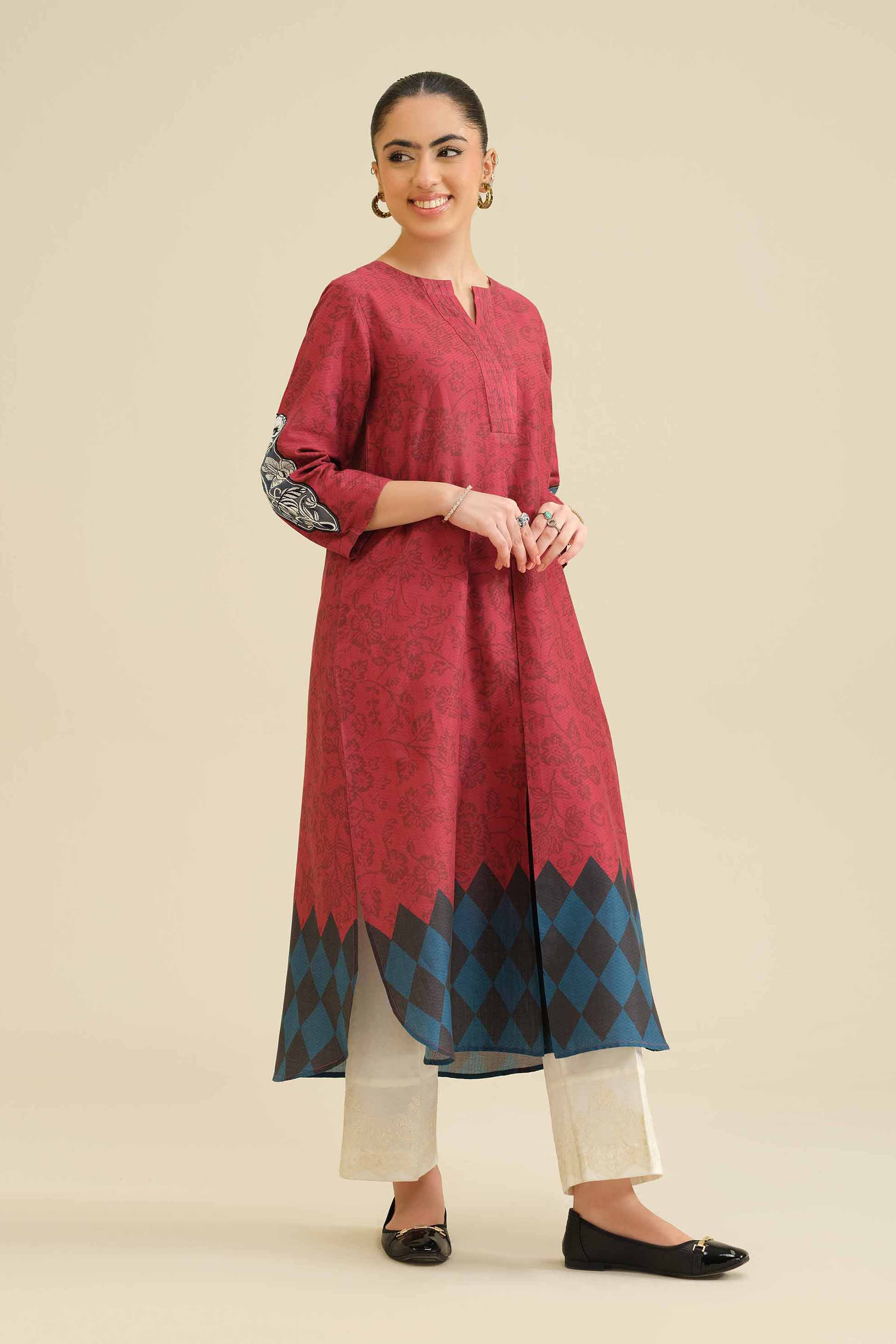 Printed Embroidered Shirt - PW25-563 for Women - Pret Collection | Nishat | Shop Online