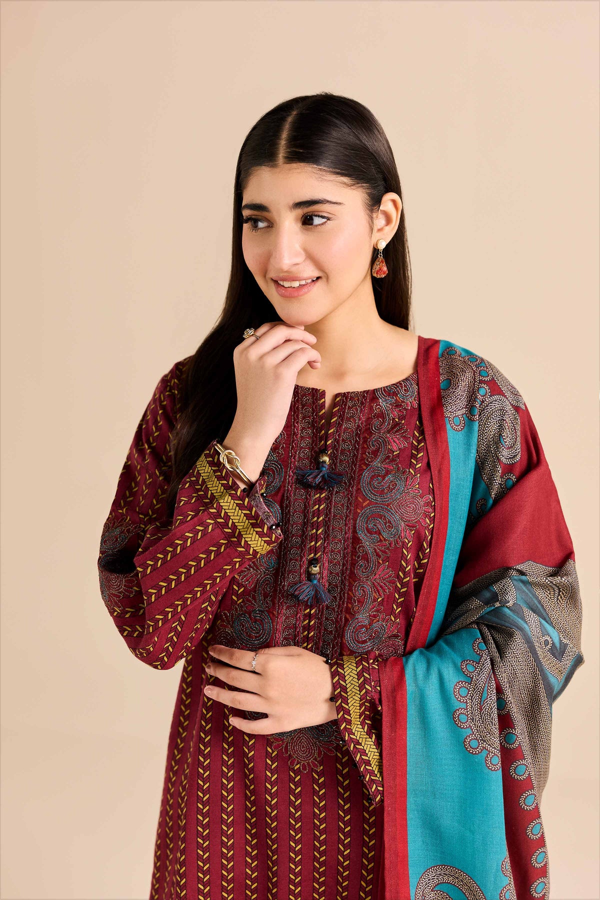 2 Piece - Printed Embroidered Suit - PW25-91Shop