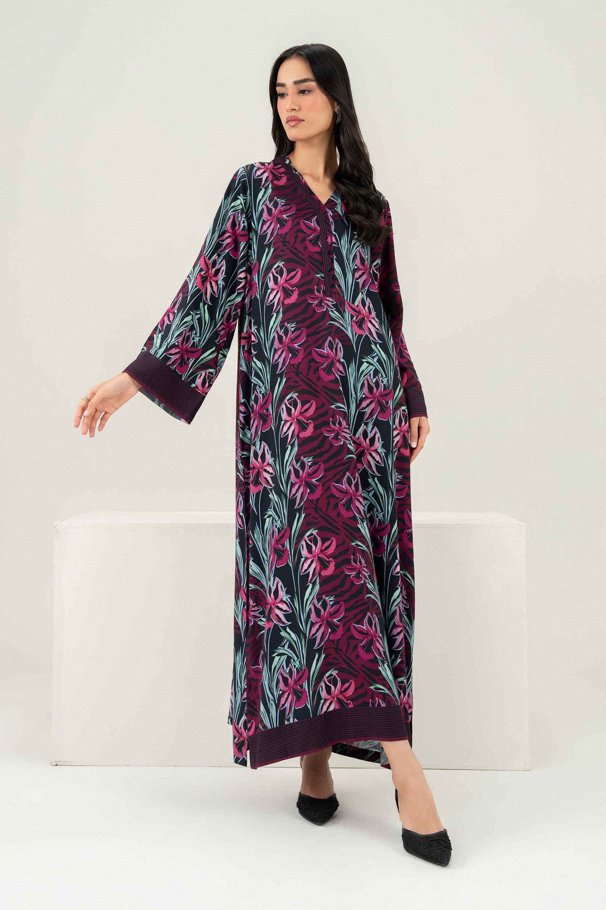 Printed Jalabiya - ST1S-JALA26WV2-14 for Women - Pret Collection | Nishat | Shop Online
