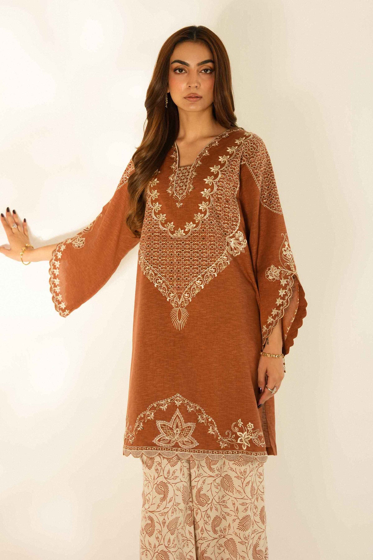 2 PIECE - PRINTED EMBROIDERED SUIT - ST2STE-LUXE26WV2-44