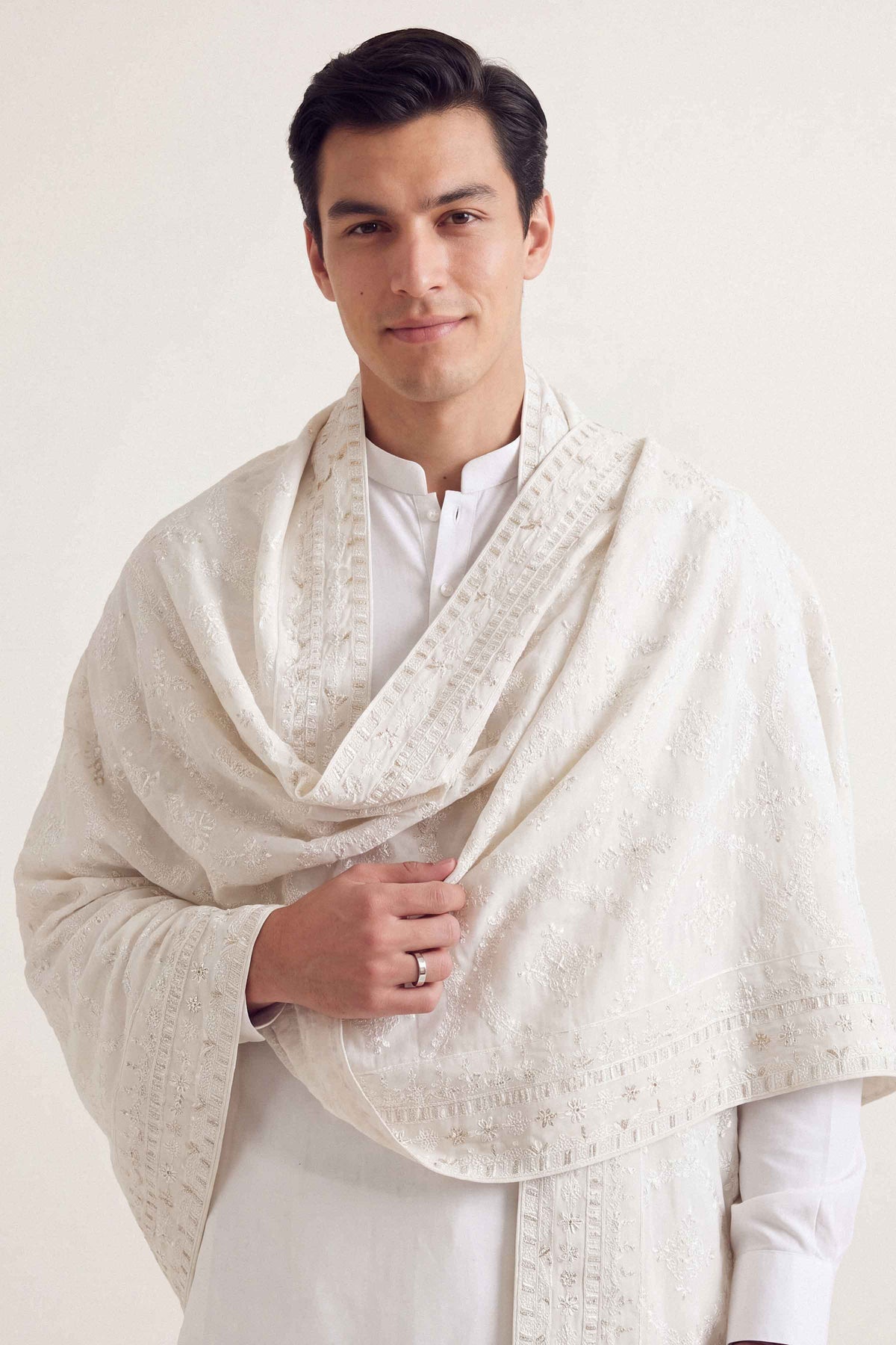 Embroidered Shawl - ST3PE-NAQ26WV1-11 A