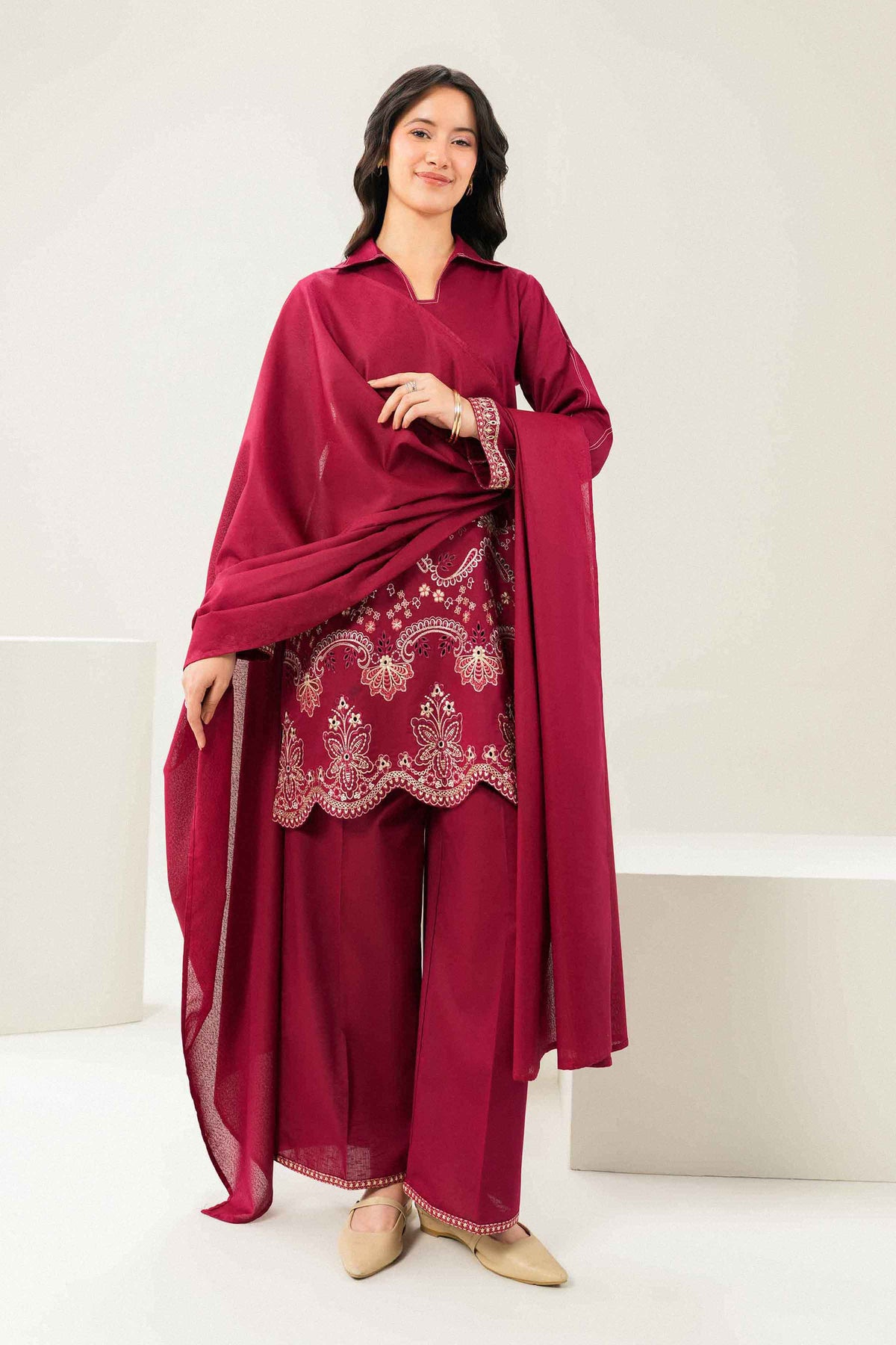 3 Piece - Embroidered Suit - ST3PE-PRET26WV1-19 for Women - Pret Collection | Nishat | Shop Online