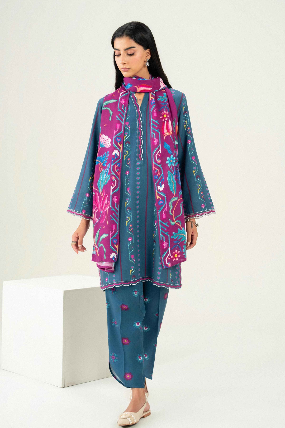 3 Piece - Printed Embroidered Suit - ST3PE-PRET26WV1-27 for Women - Pret Collection | Nishat | Shop Online