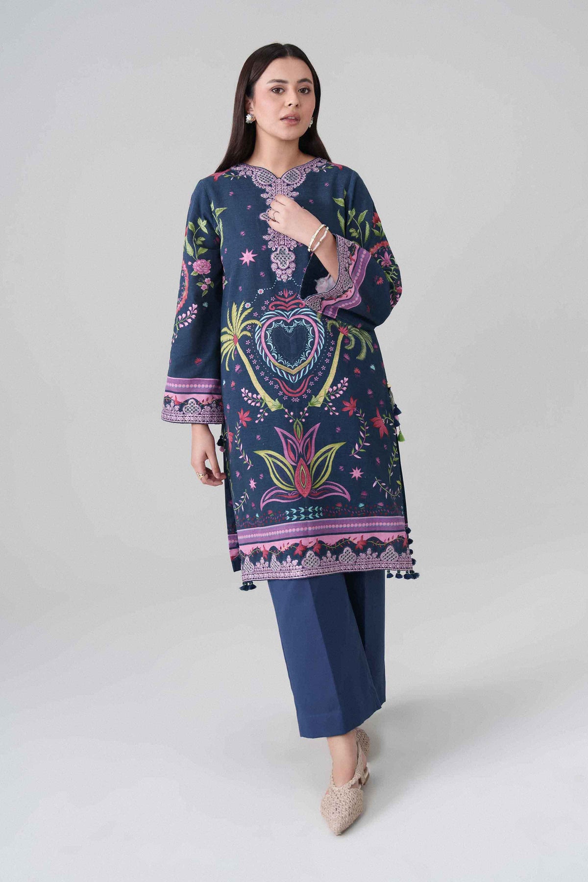 2 Piece - Digital Printed Embroidered Suit - U2STE-NISHA26WV1-31