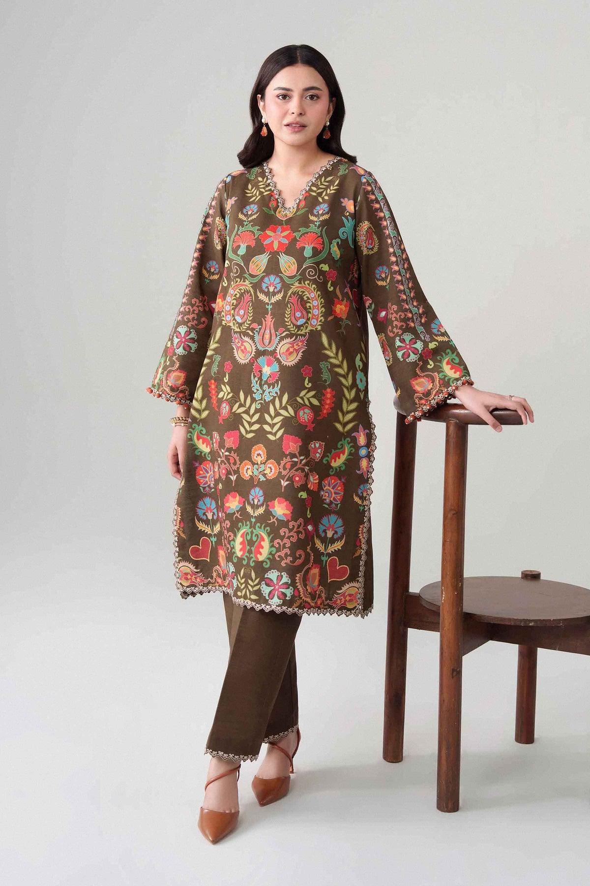 2 Piece - Digital Printed Embroidered Suit - U2STE-NISHA26WV1-33