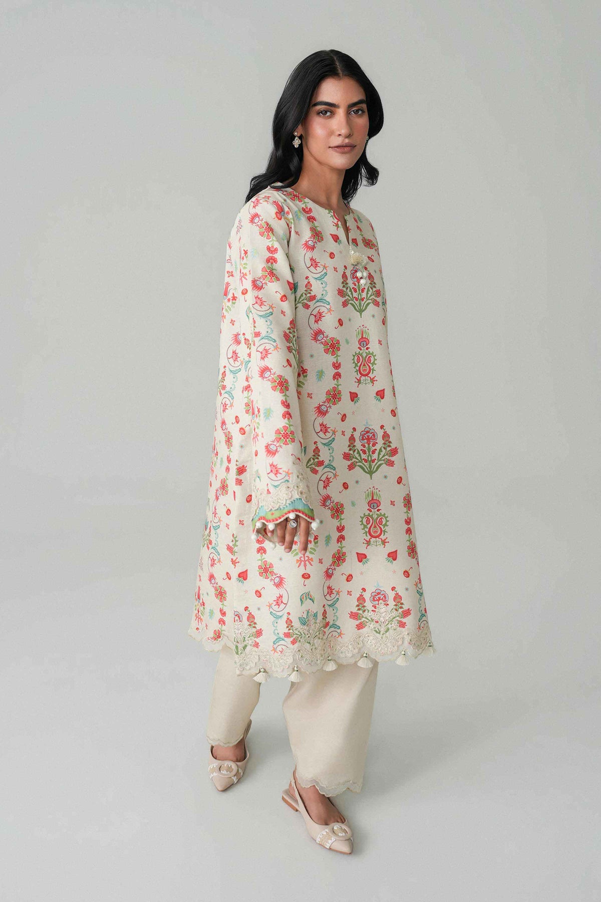 2 Piece - Digital Printed Embroidered Suit - U2STE-NISHA26WV1-34