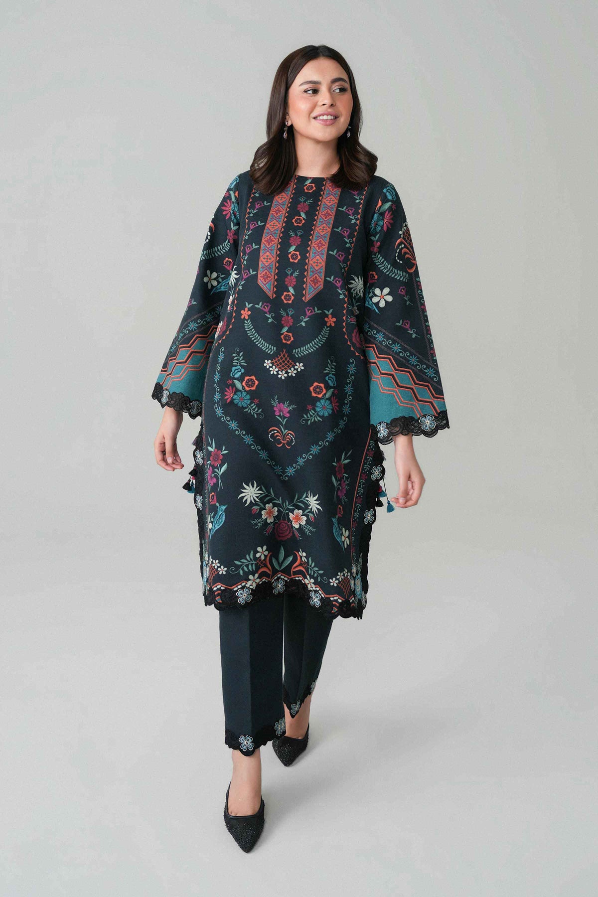 2 Piece - Digital Printed Embroidered Suit - U2STE-NISHA26WV1-35