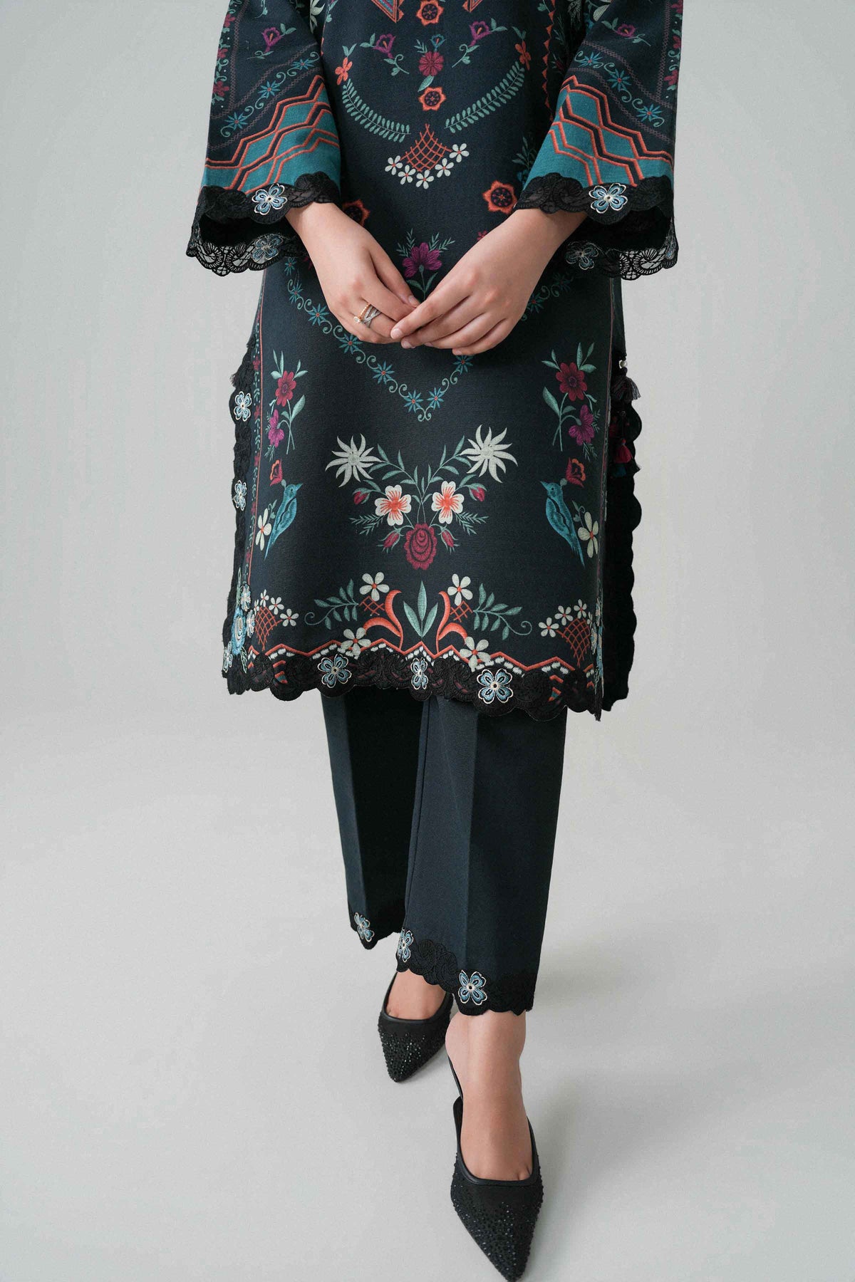 2 Piece - Digital Printed Embroidered Suit - U2STE-NISHA26WV1-35
