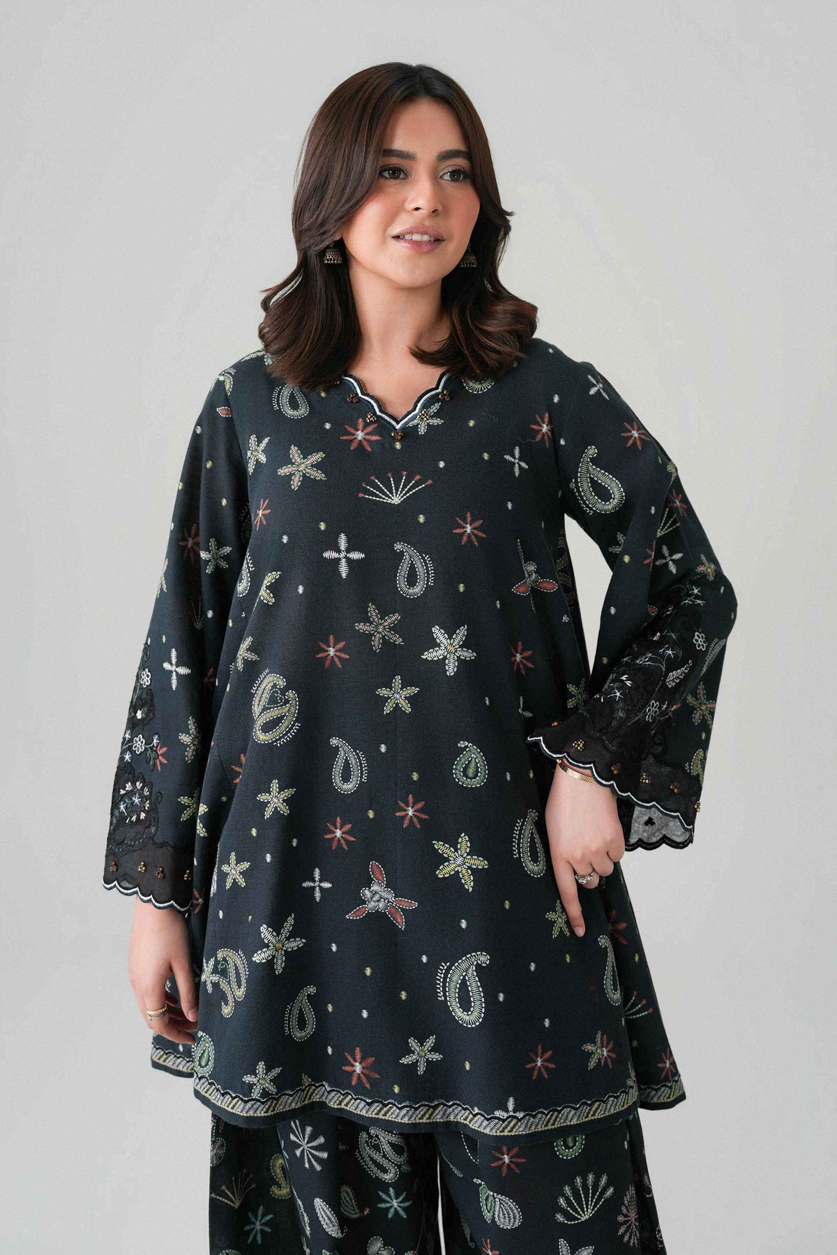 2 Piece - Printed Embroidered Suit - U2STE-NISHA26WV1-41