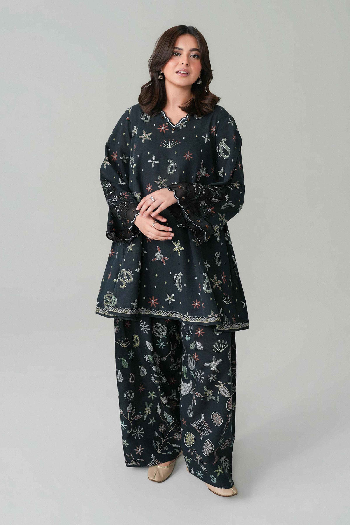 2 Piece - Printed Embroidered Suit - U2STE-NISHA26WV1-41