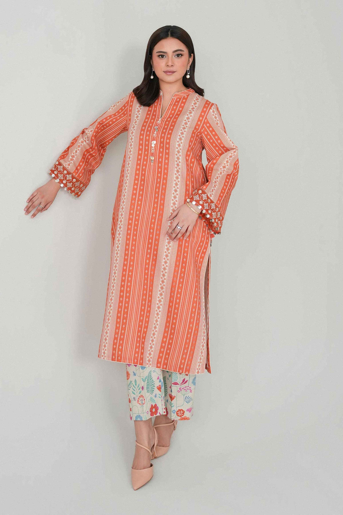 2 Piece - Printed Embroidered Suit - U2STE-NISHA26WV1-49