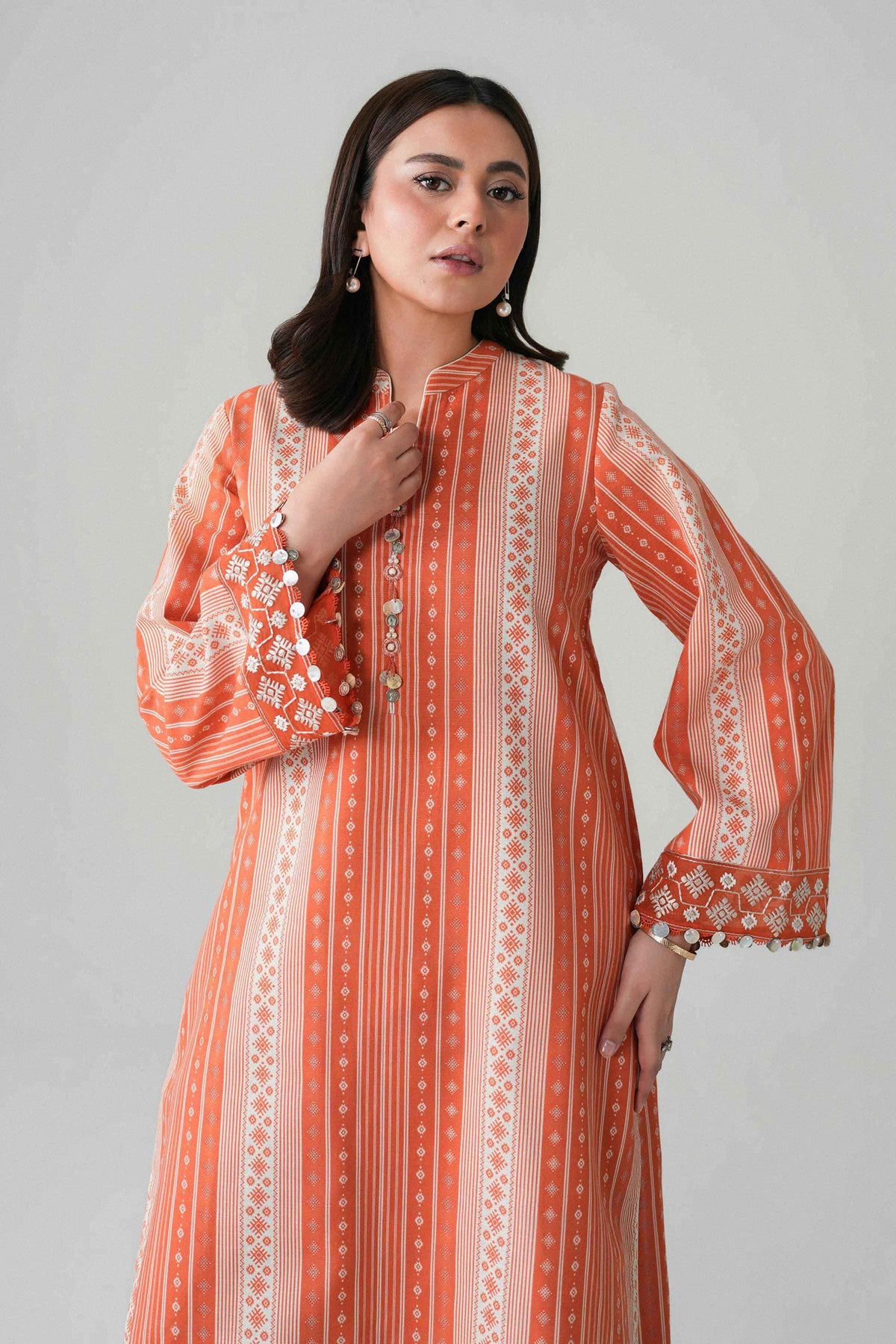 2 Piece - Printed Embroidered Suit - U2STE-NISHA26WV1-49