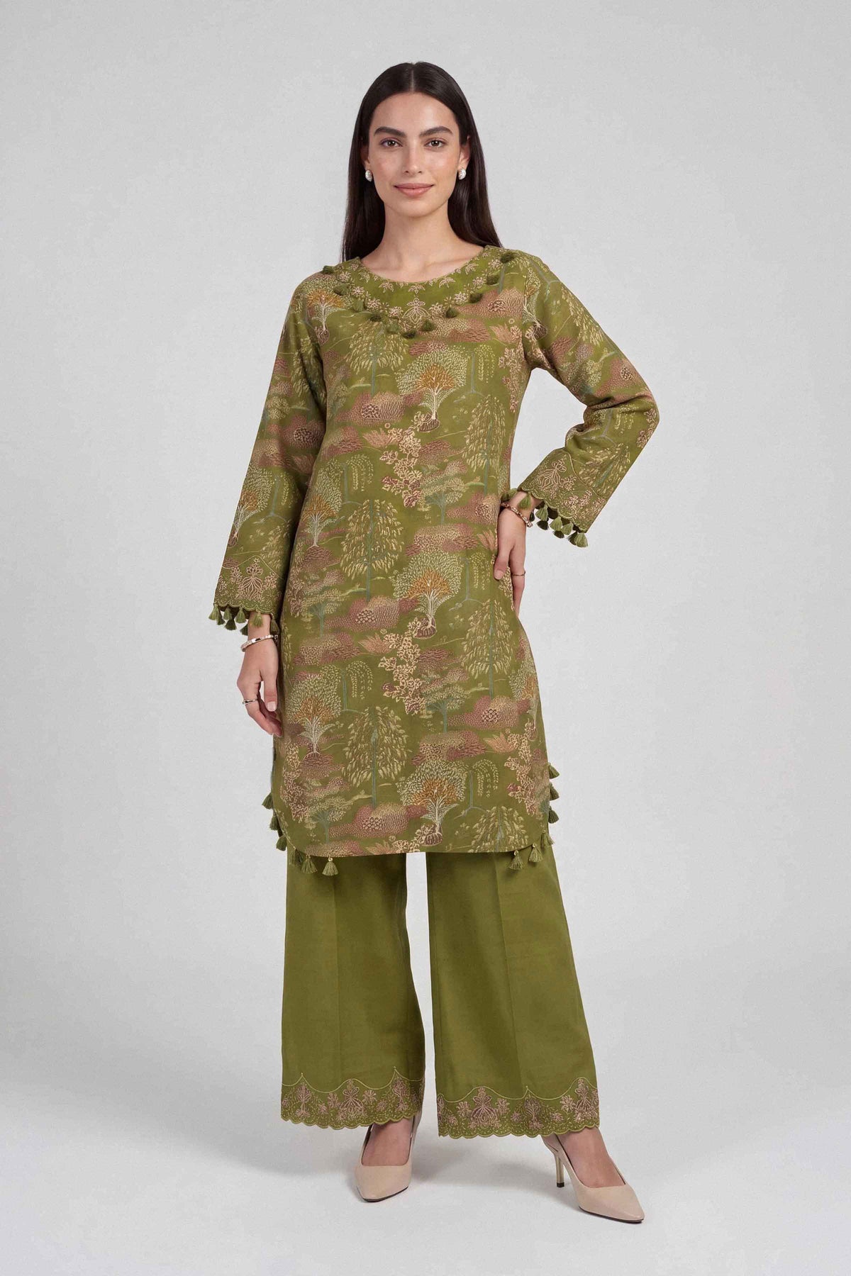 2 Piece - Printed Embroidered Suit - U2STE-NISHA26WV1-60