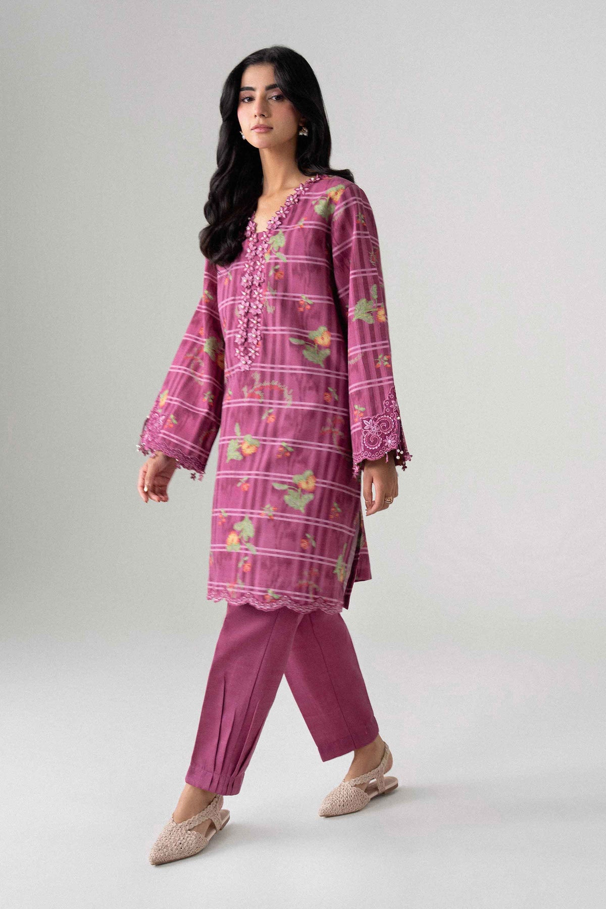 2 Piece - Printed Embroidered Suit - U2STE-NISHA26WV1-62