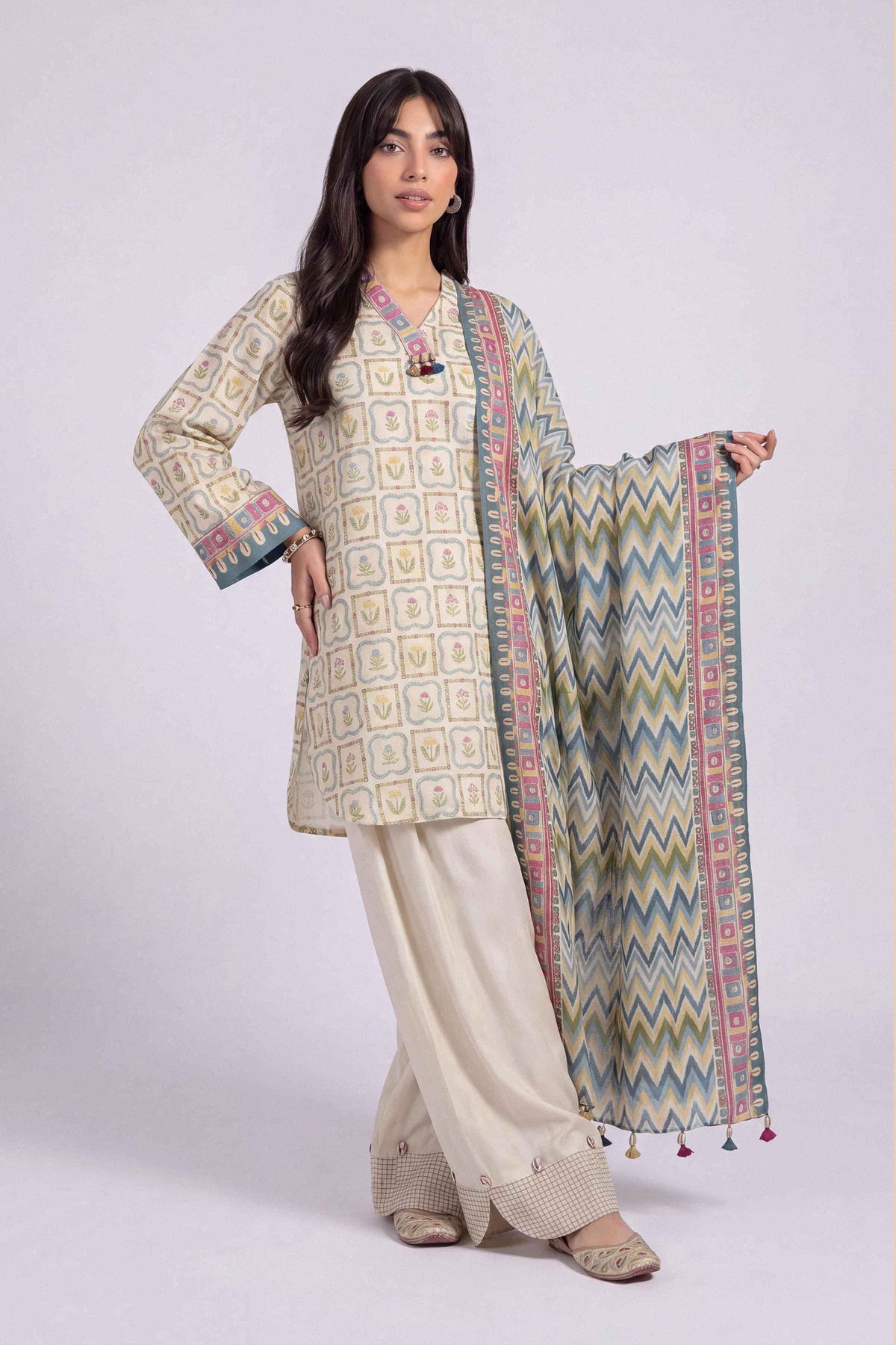 3 Piece - Printed Suit - U3P-NISHA26WV1-77