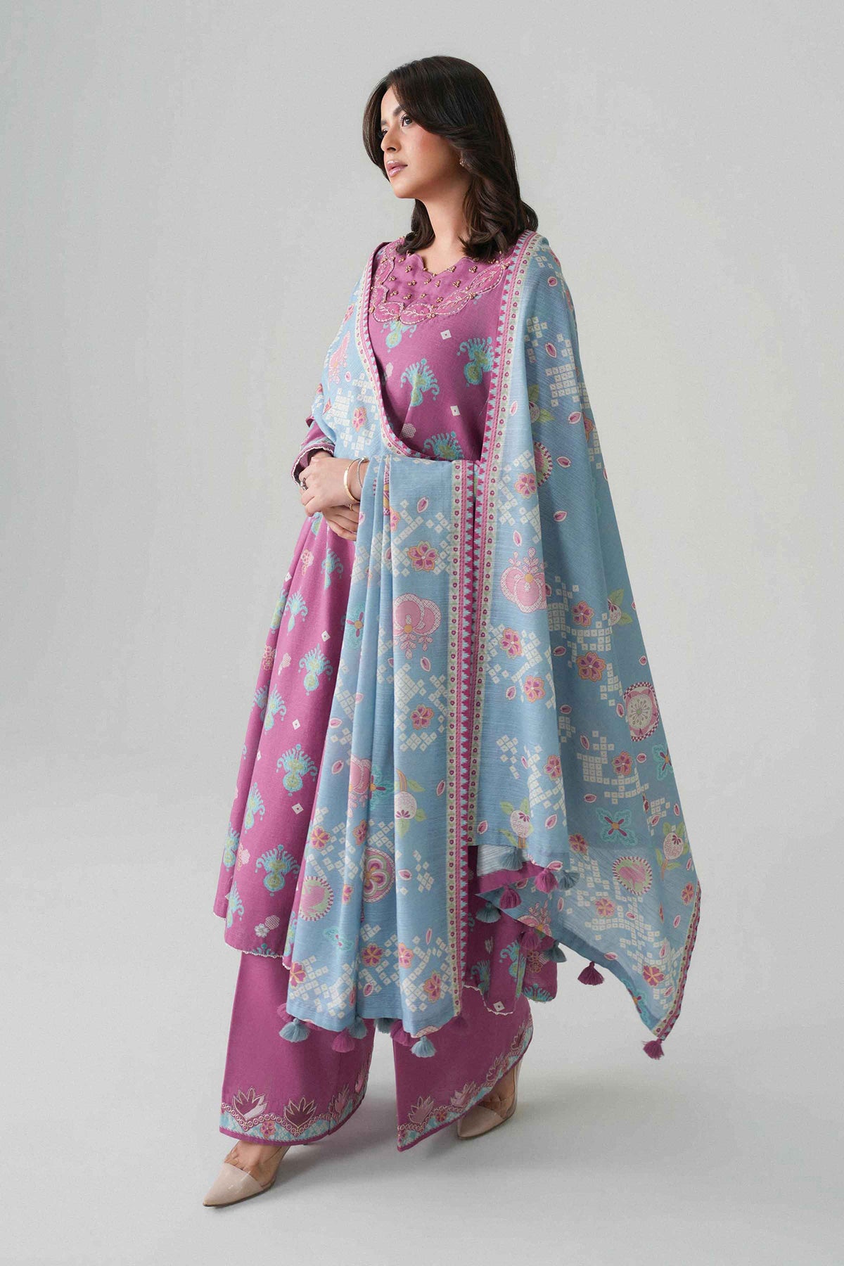 3 Piece - Printed Embroidered Suit - U3PE-NISHA26WV1-100
