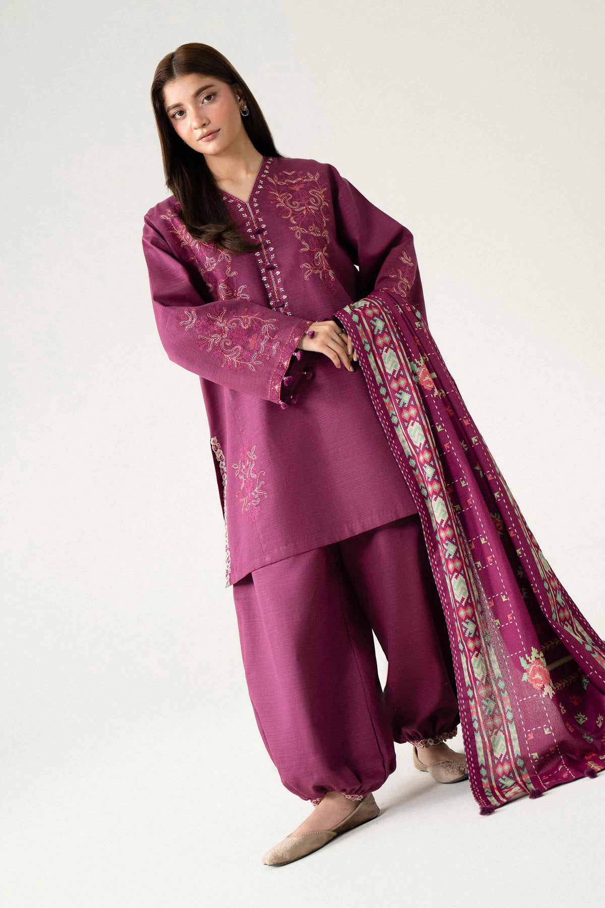 3 Piece - Printed Embroidered Suit - U3PE-NISHA26WV1-111