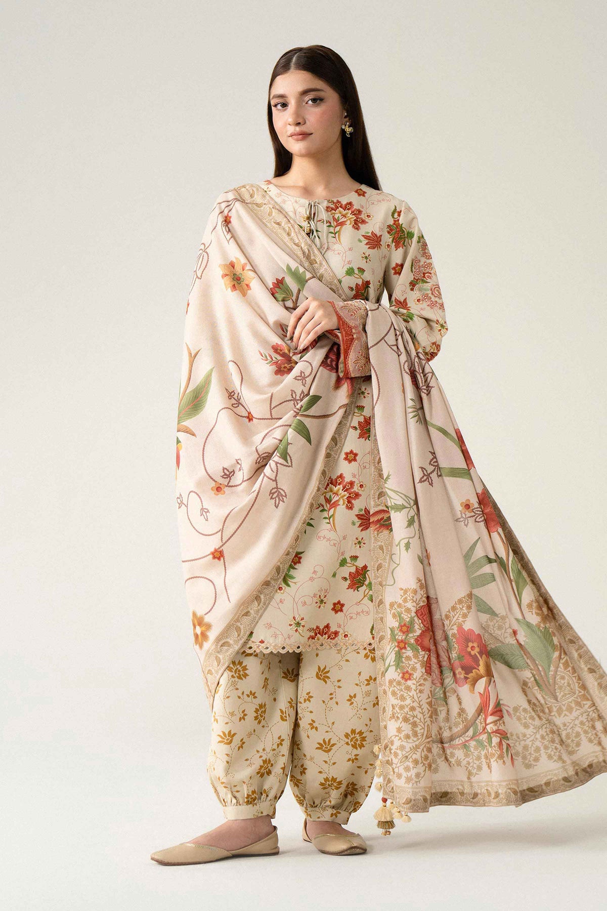 3 Piece - Digital Printed Embroidered Suit - U3PE-NISHA26WV1-119